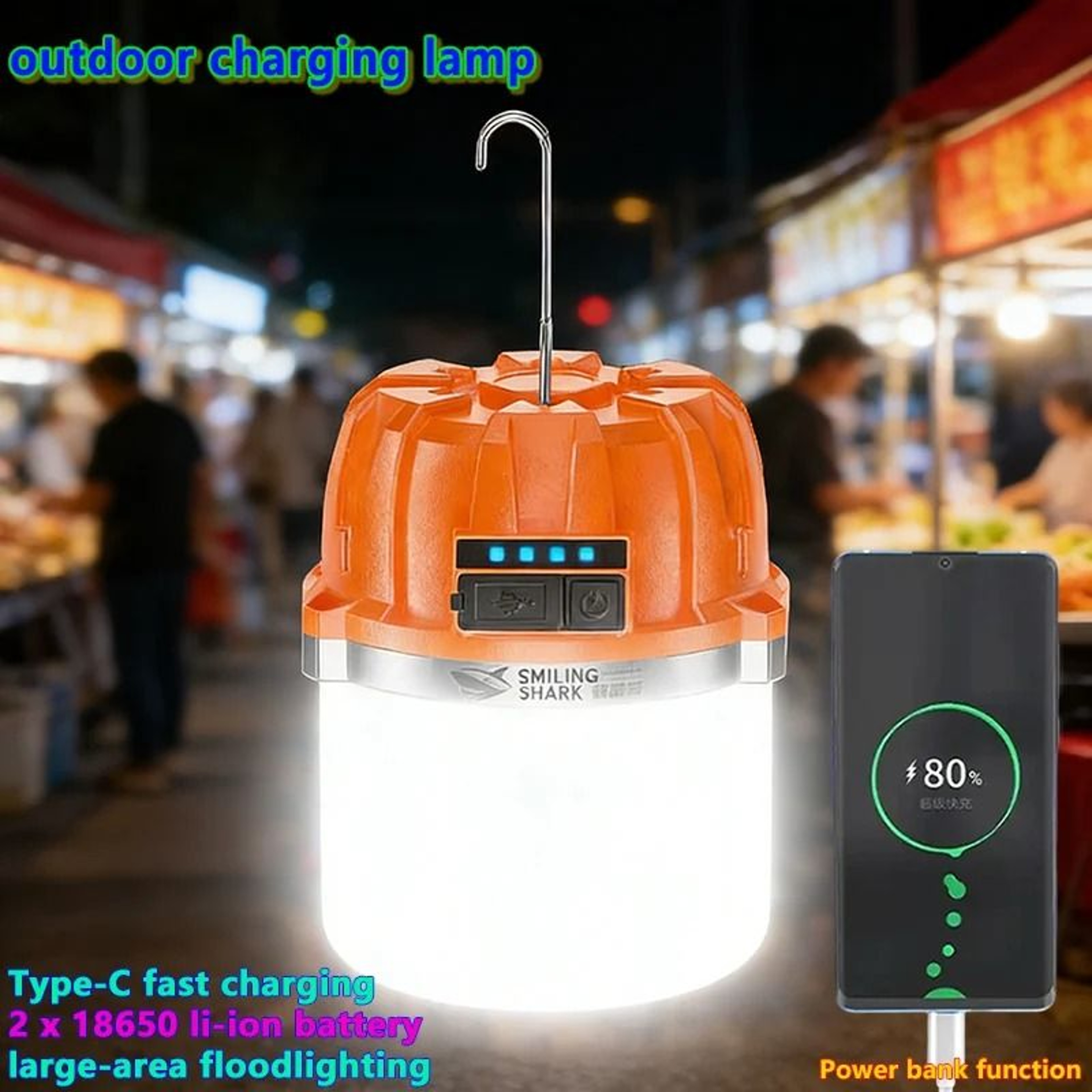 HighPower LED Camping Lantern  USB Emergency Bulb With Power Display 1