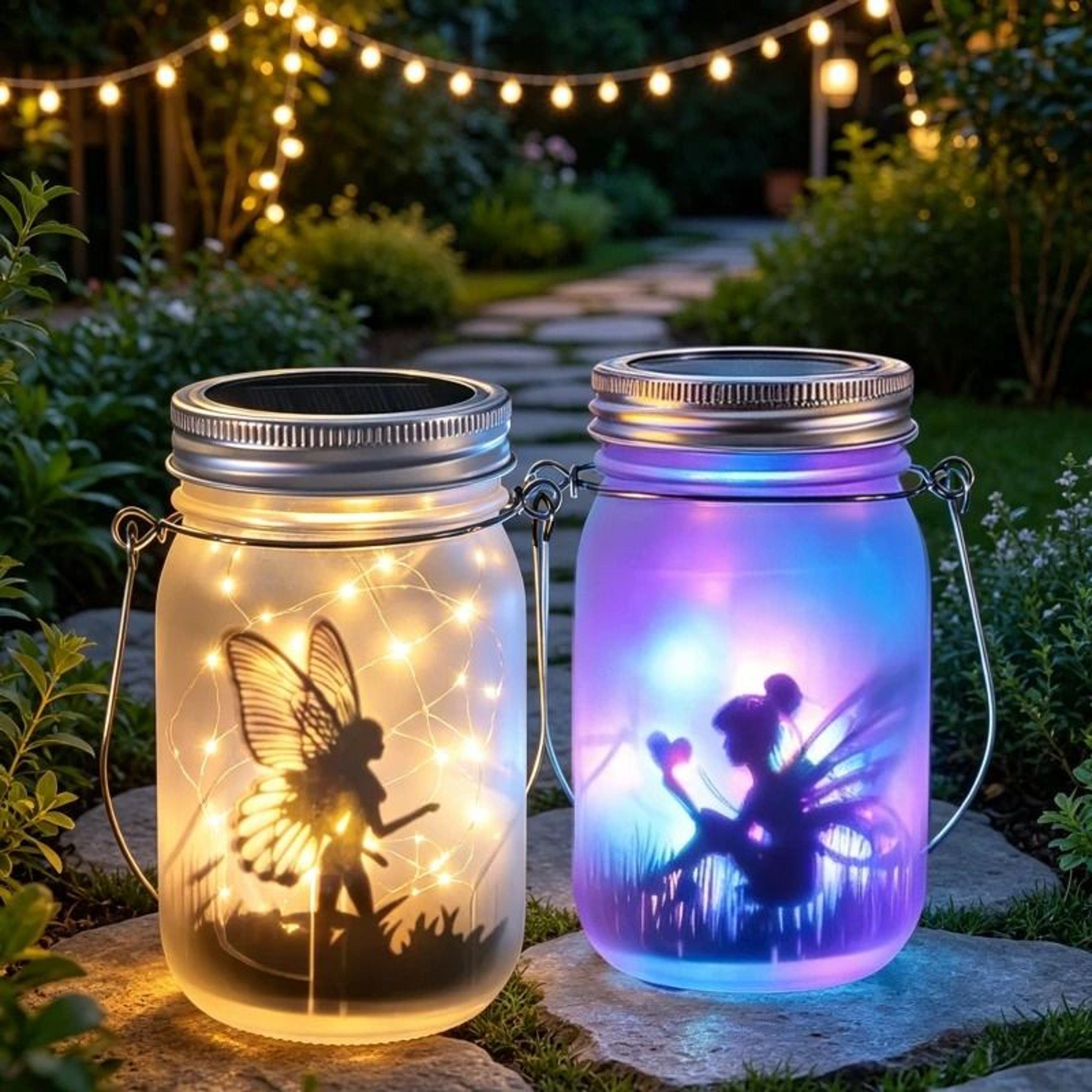 Solar Mason Jar Lid String Lights  Waterproof Fairy Firefly Lid Inserts 0
