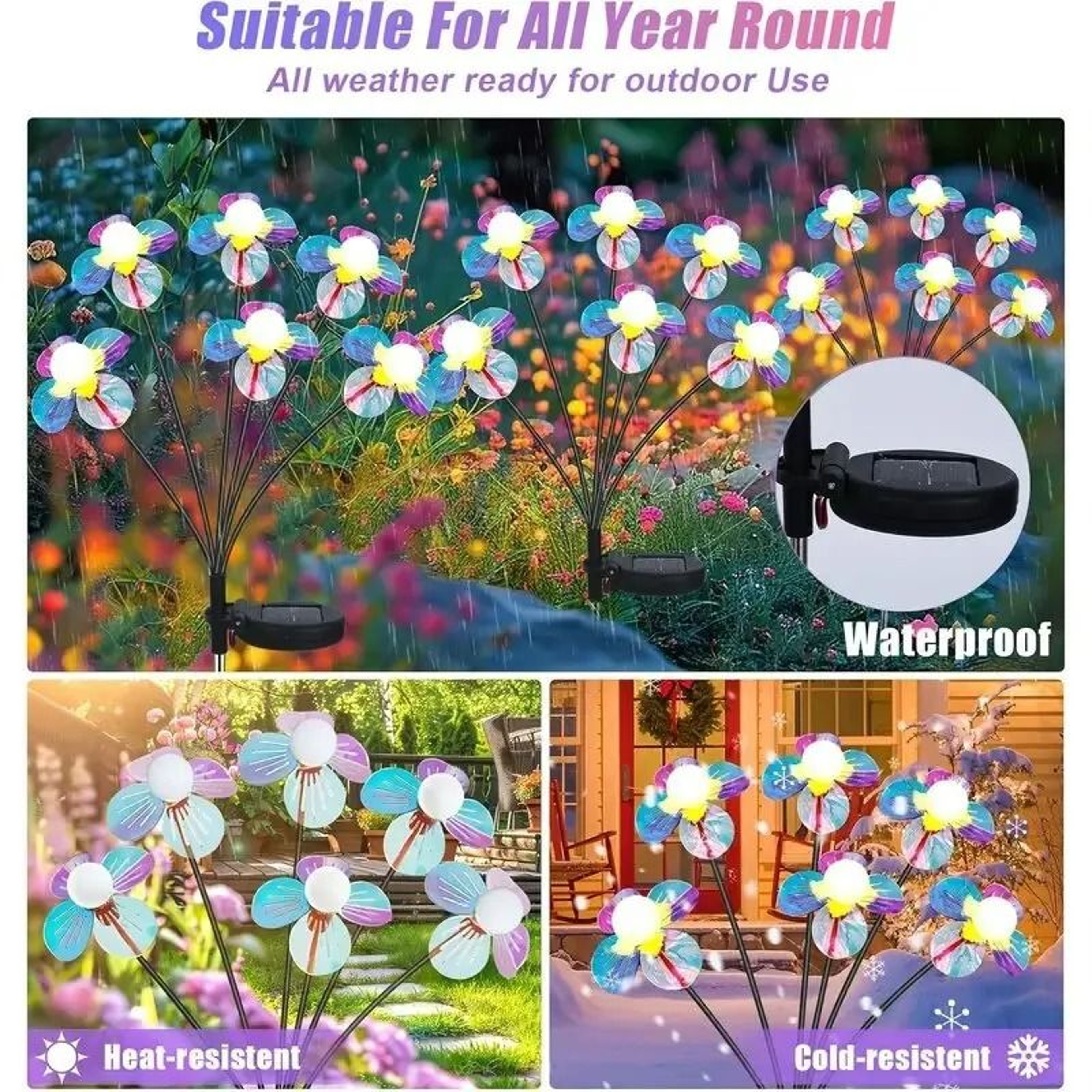 Solar Firefly Flower LED Lights  Outdoor Landscape Accent Lamp 4
