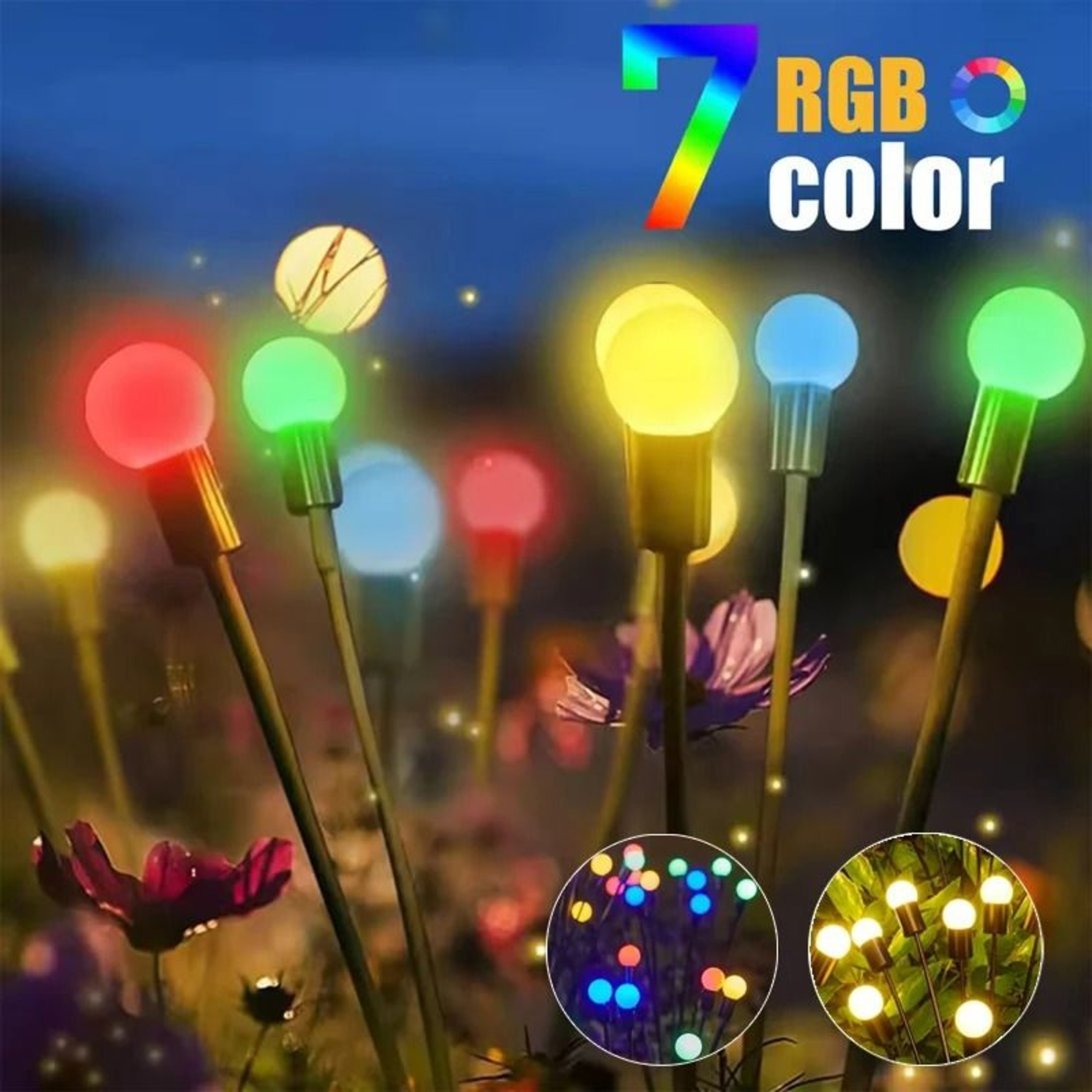 Outdoor RGB Solar Firefly Garden Lights  Vibrant Swaying Pathway Accent 0
