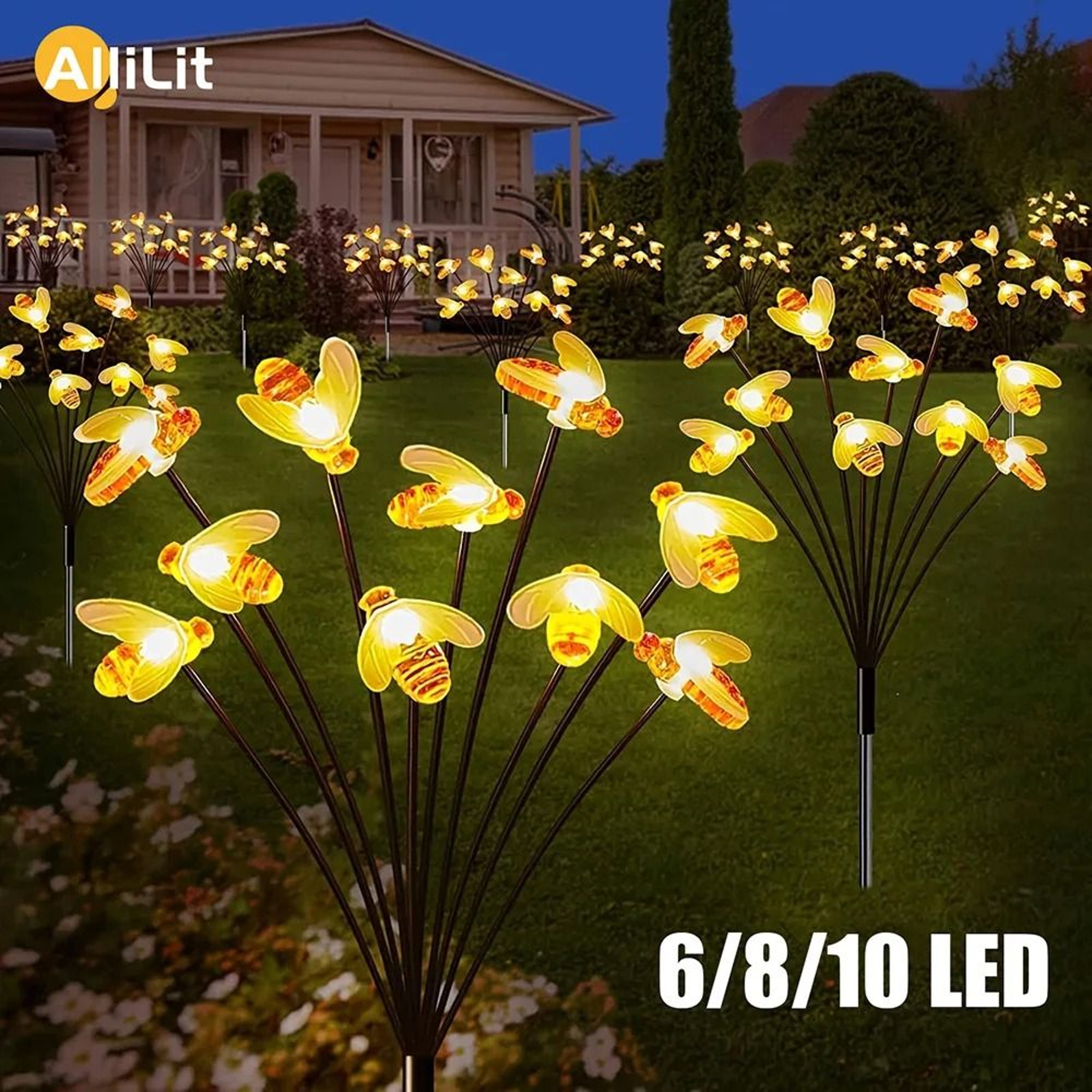 Solar Bee  Butterfly Firefly Garden Lights  Outdoor Accent Decor 1