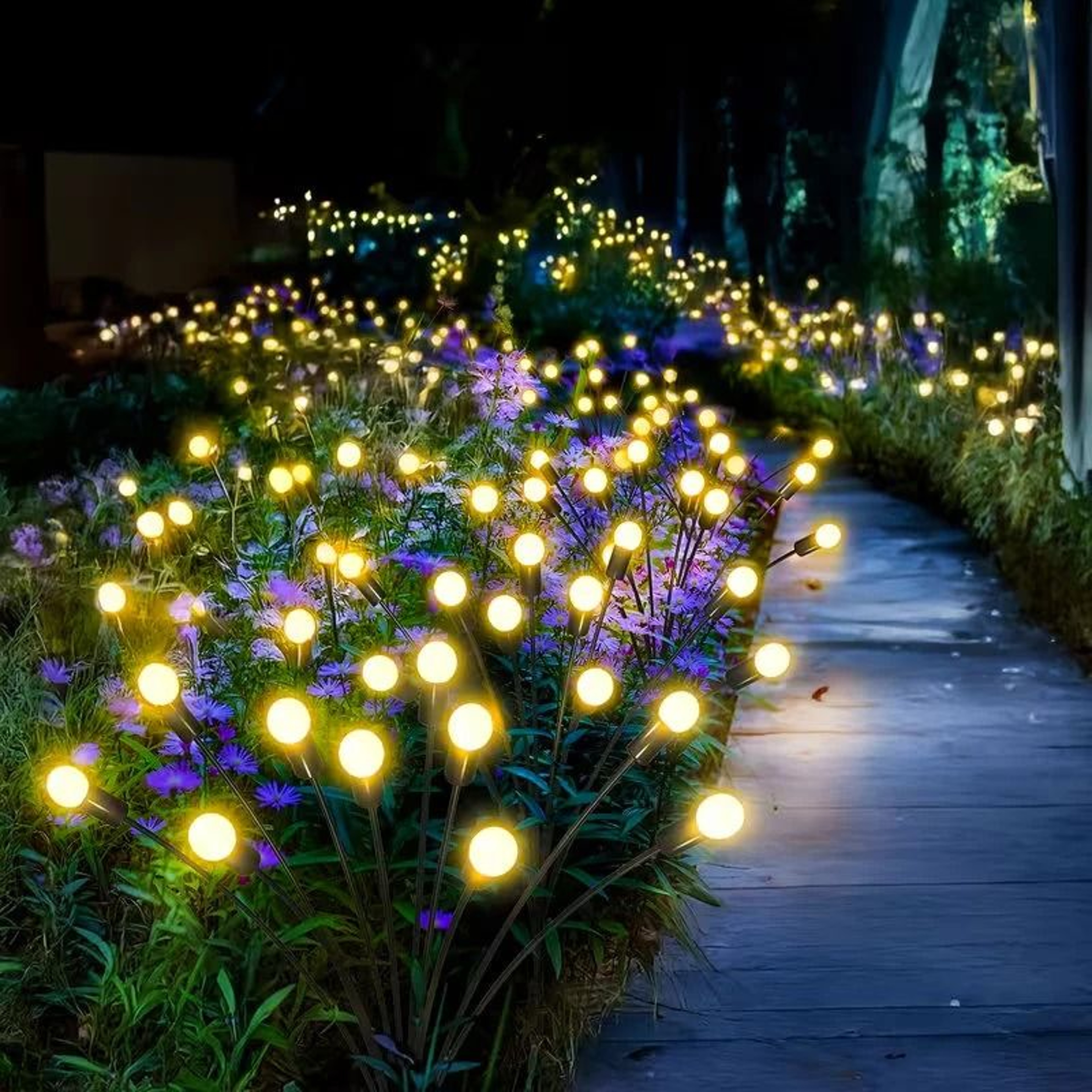 Outdoor LED Solar Firefly Sway Lights  Garden Pathway Decor Stake 2
