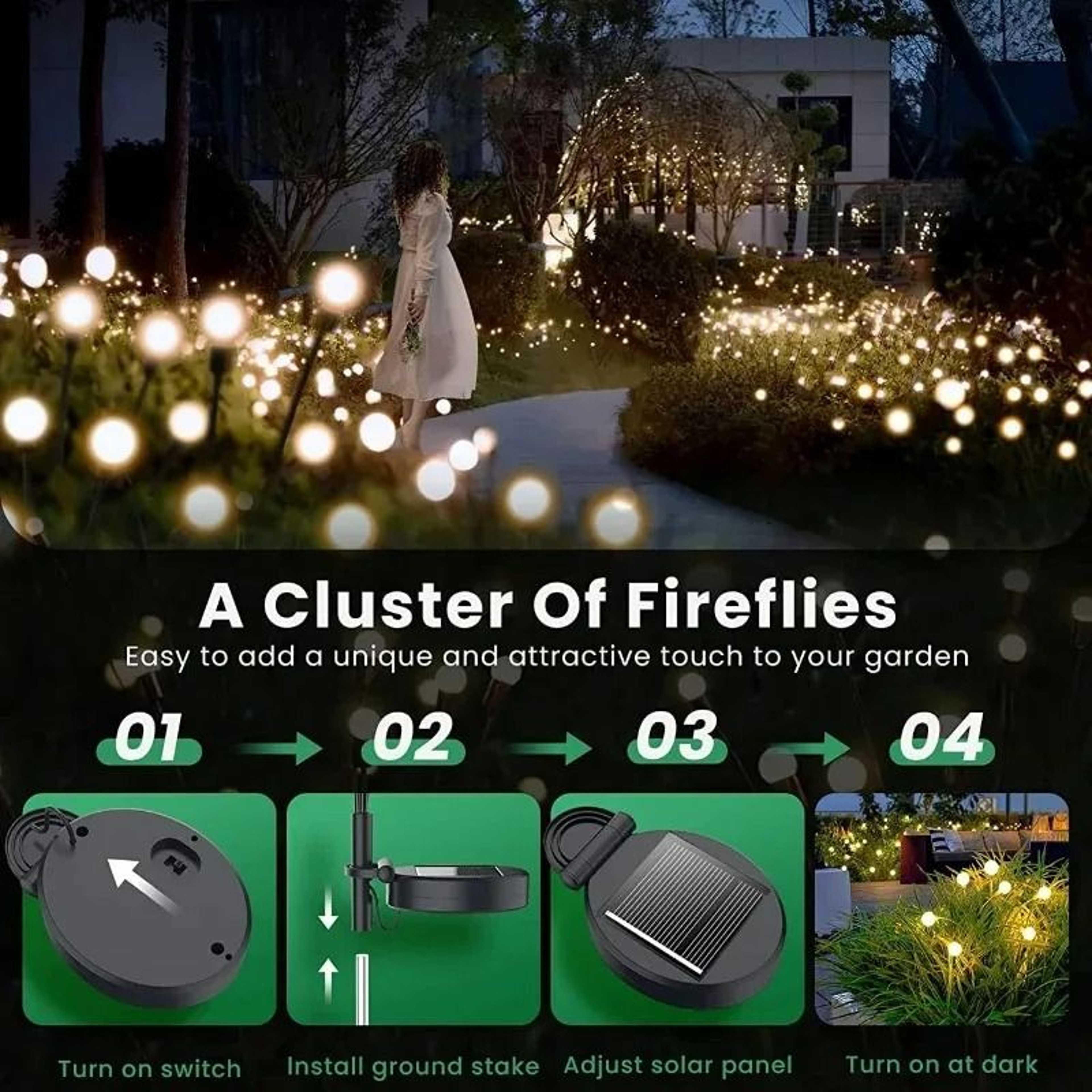 Solar Garden Firefly Light  Outdoor Pathway Accent Decor 3
