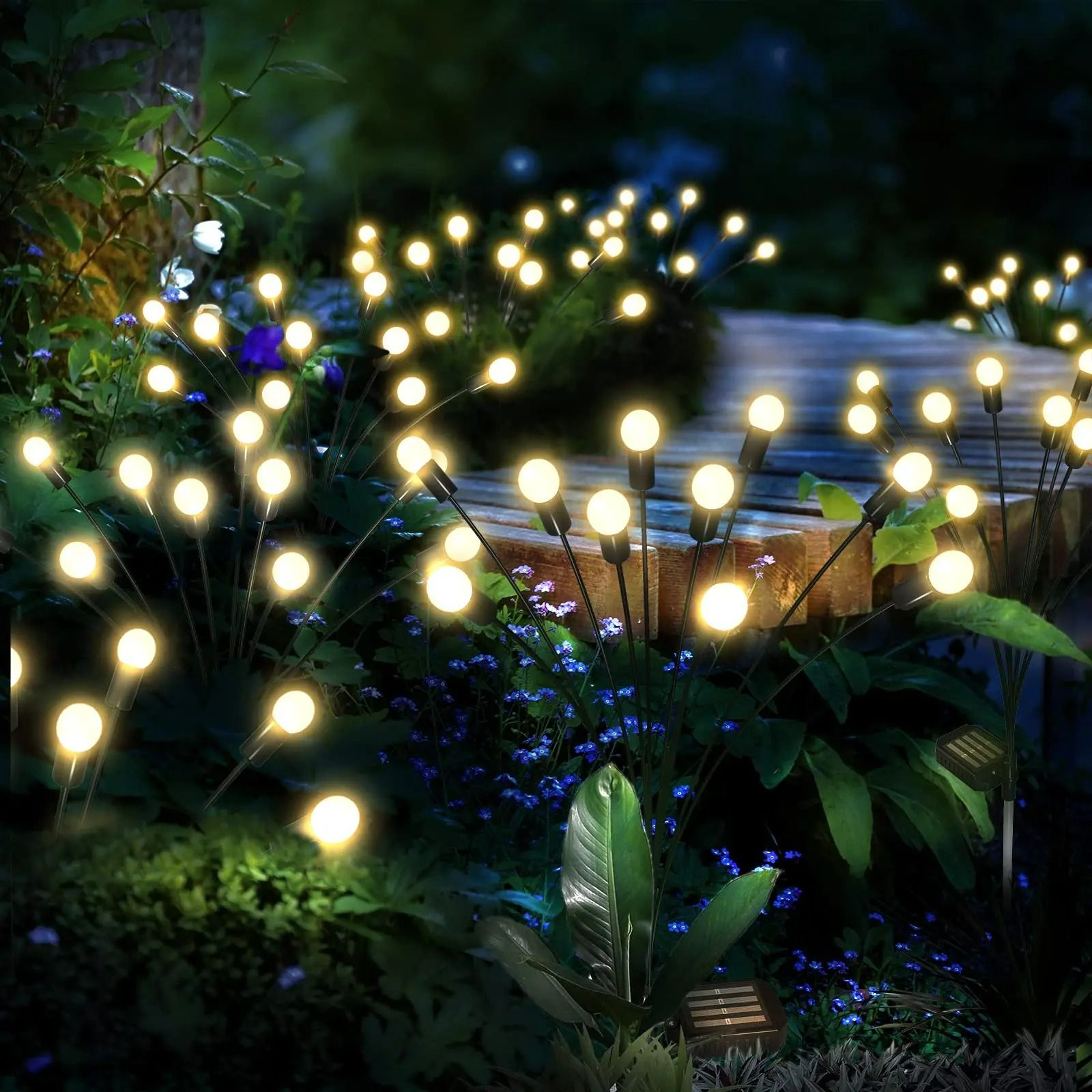 LED Solar Firefly Ground Lights  Swaying Landscape Accent 5