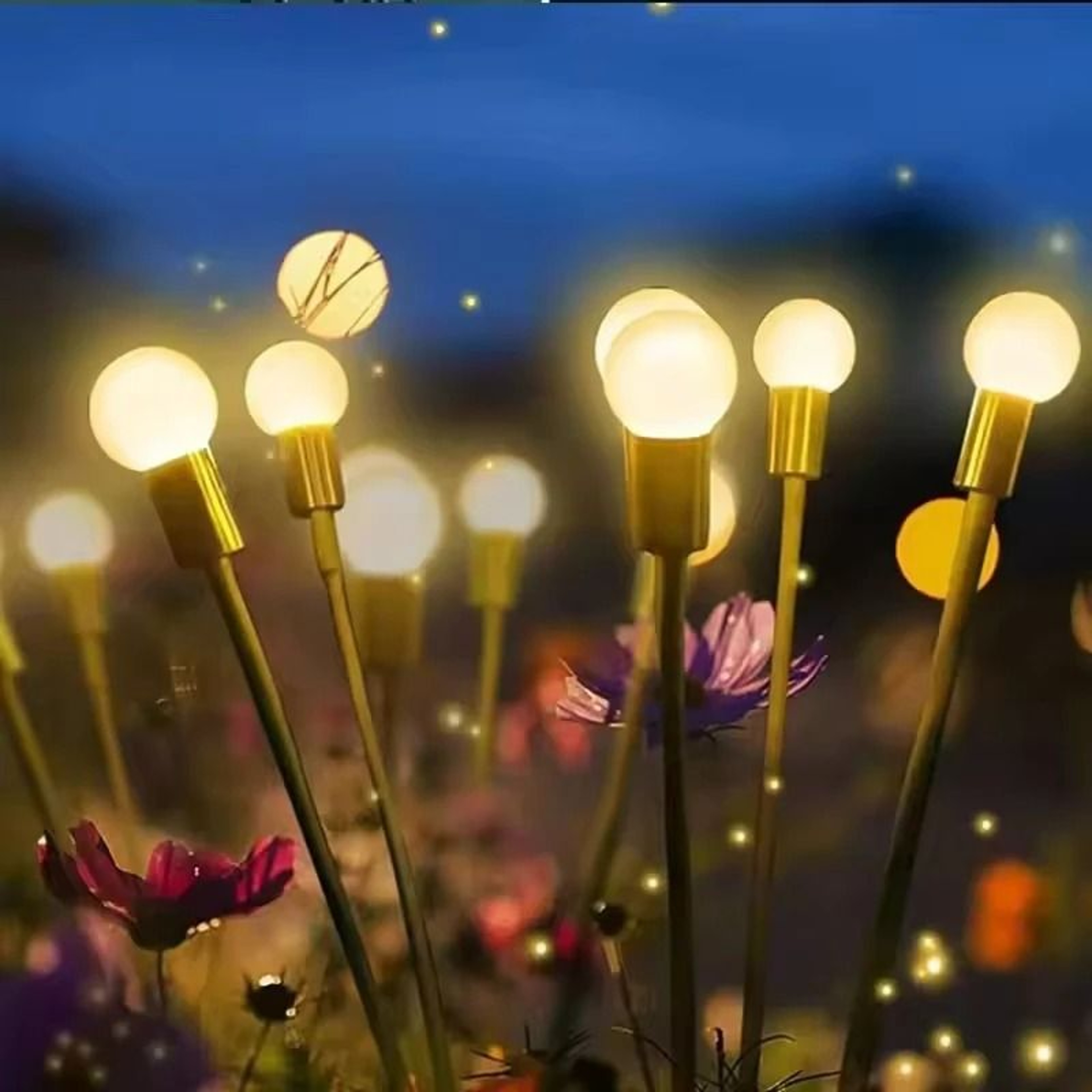 Upgraded WindDriven Solar LED Firefly Lights  Outdoor Lawn PlugIn Lamp 0
