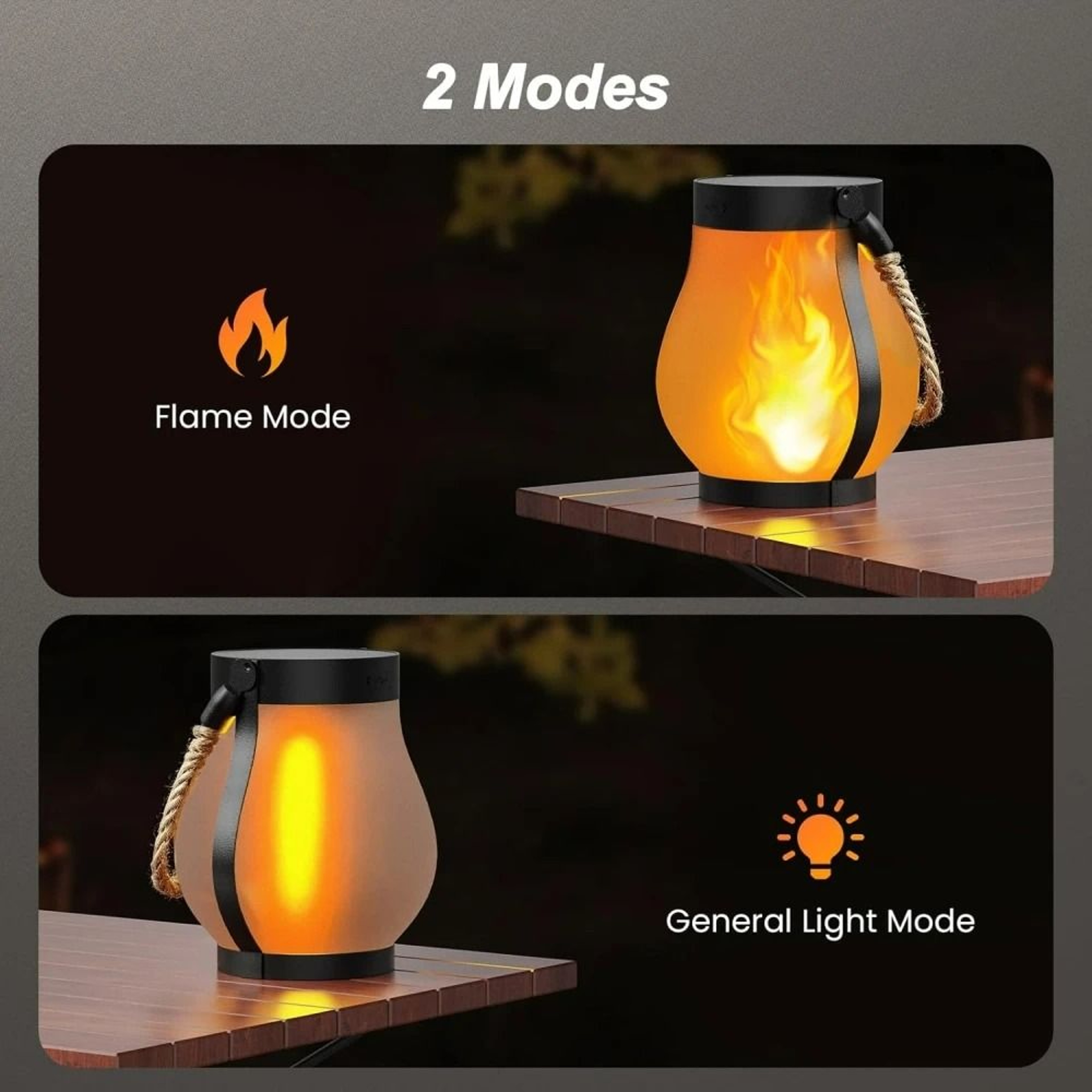 DualPower Solar  USB Flickering Flame Lantern For Patio  Yard Decor 5