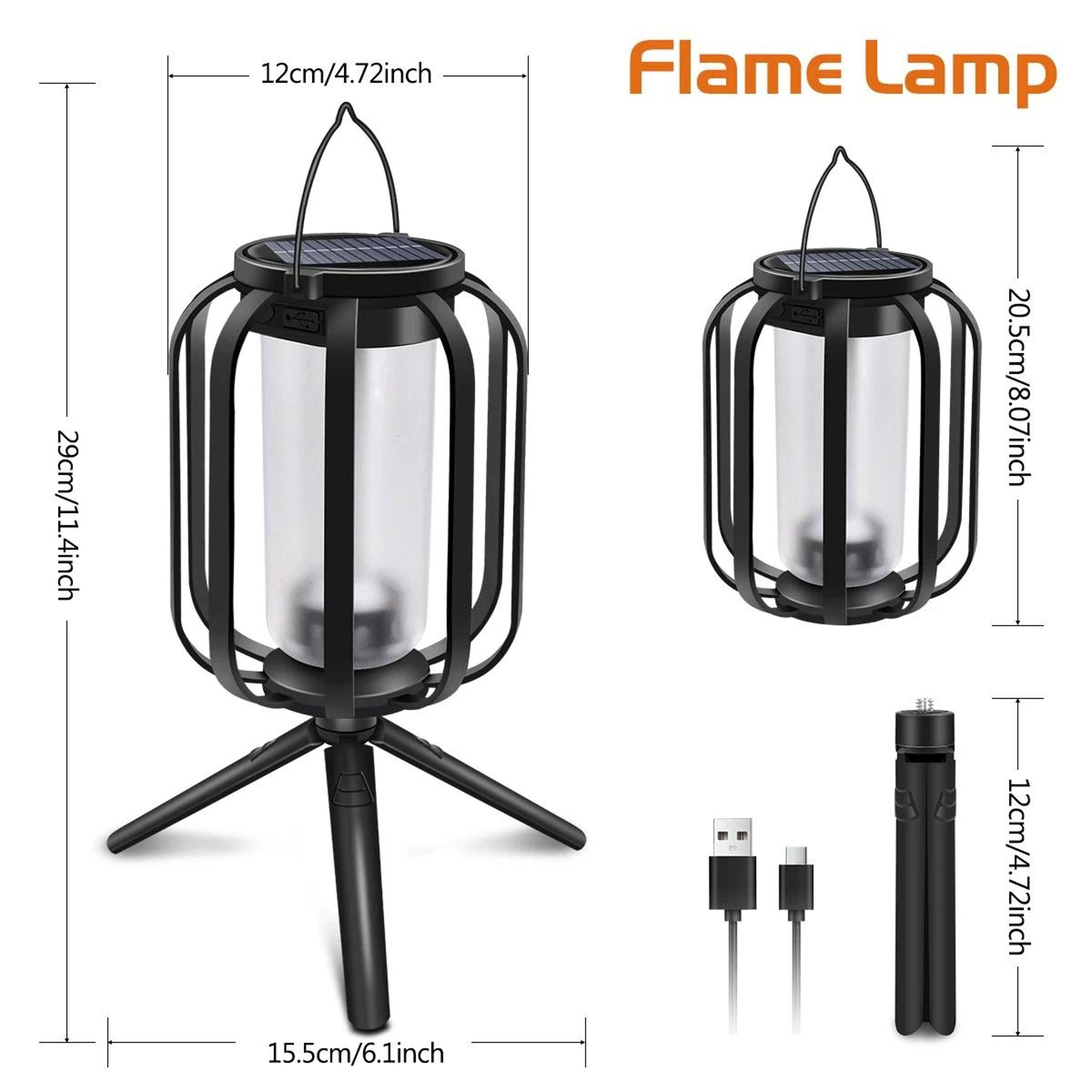 DualCharge Outdoor Solar  USB Flickering Flame Lantern 2
