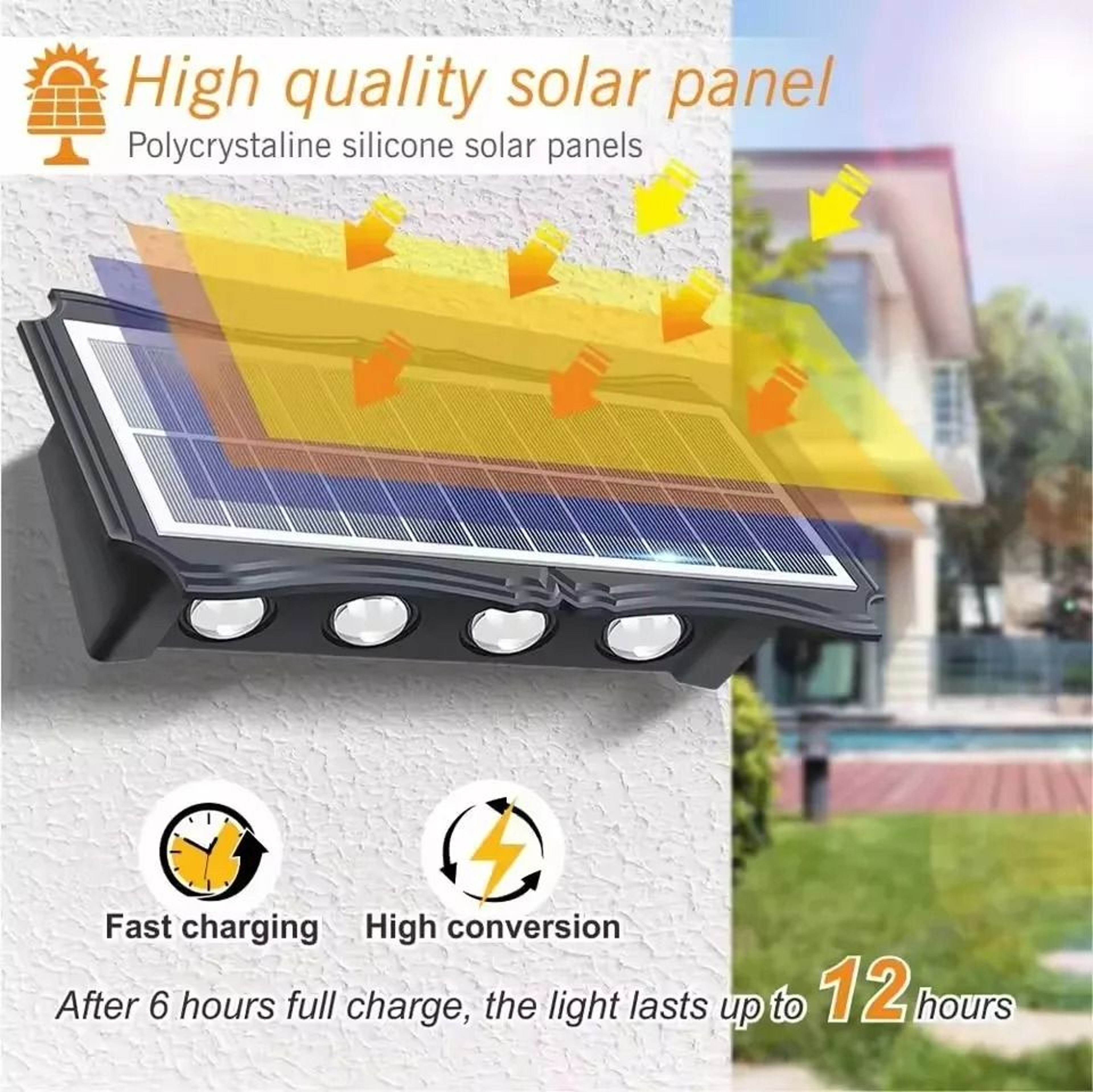 Outdoor Up And Down Solar LED Wall Lights 4