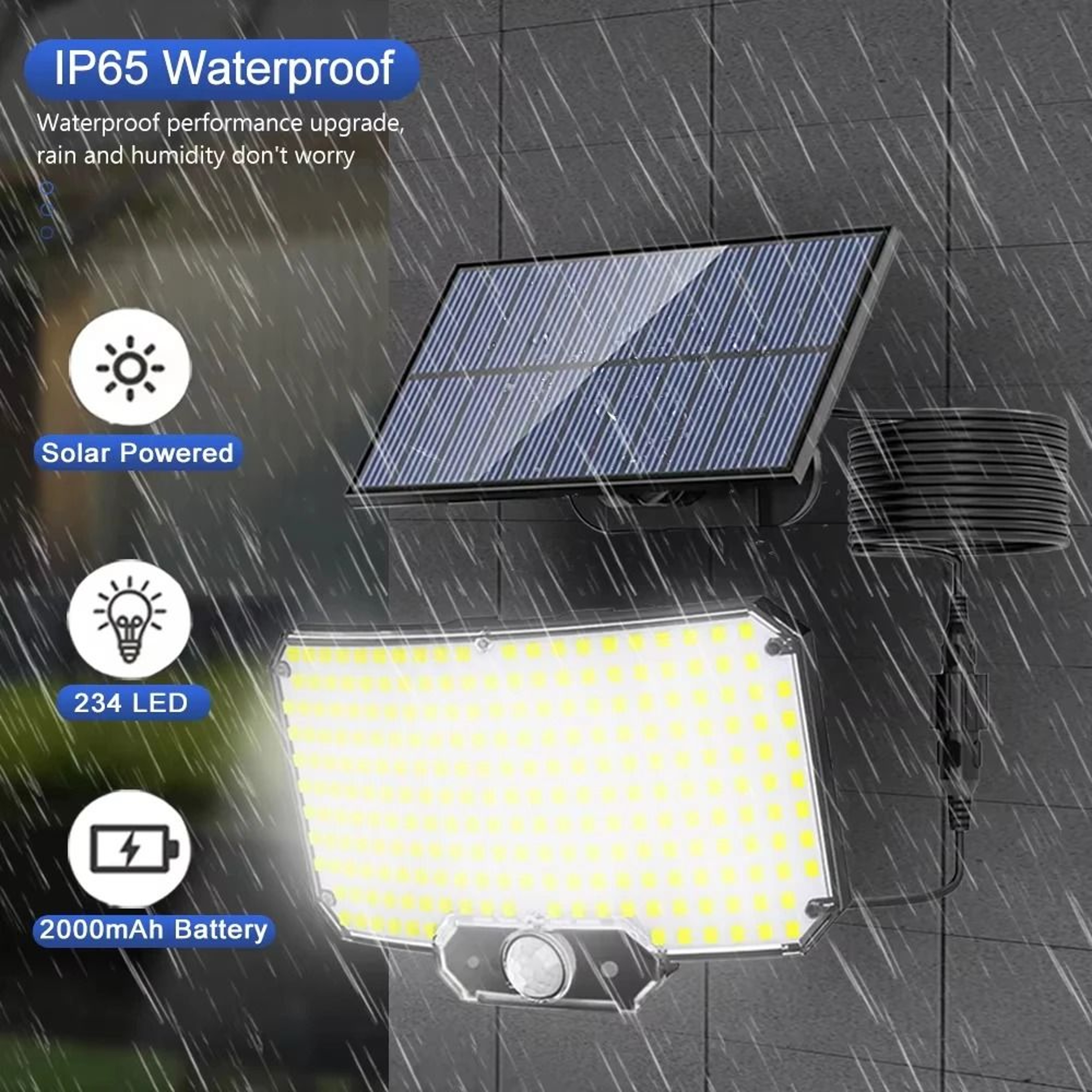 234 LED Solar Motion Sensor Outdoor Flood Wall Lights 4