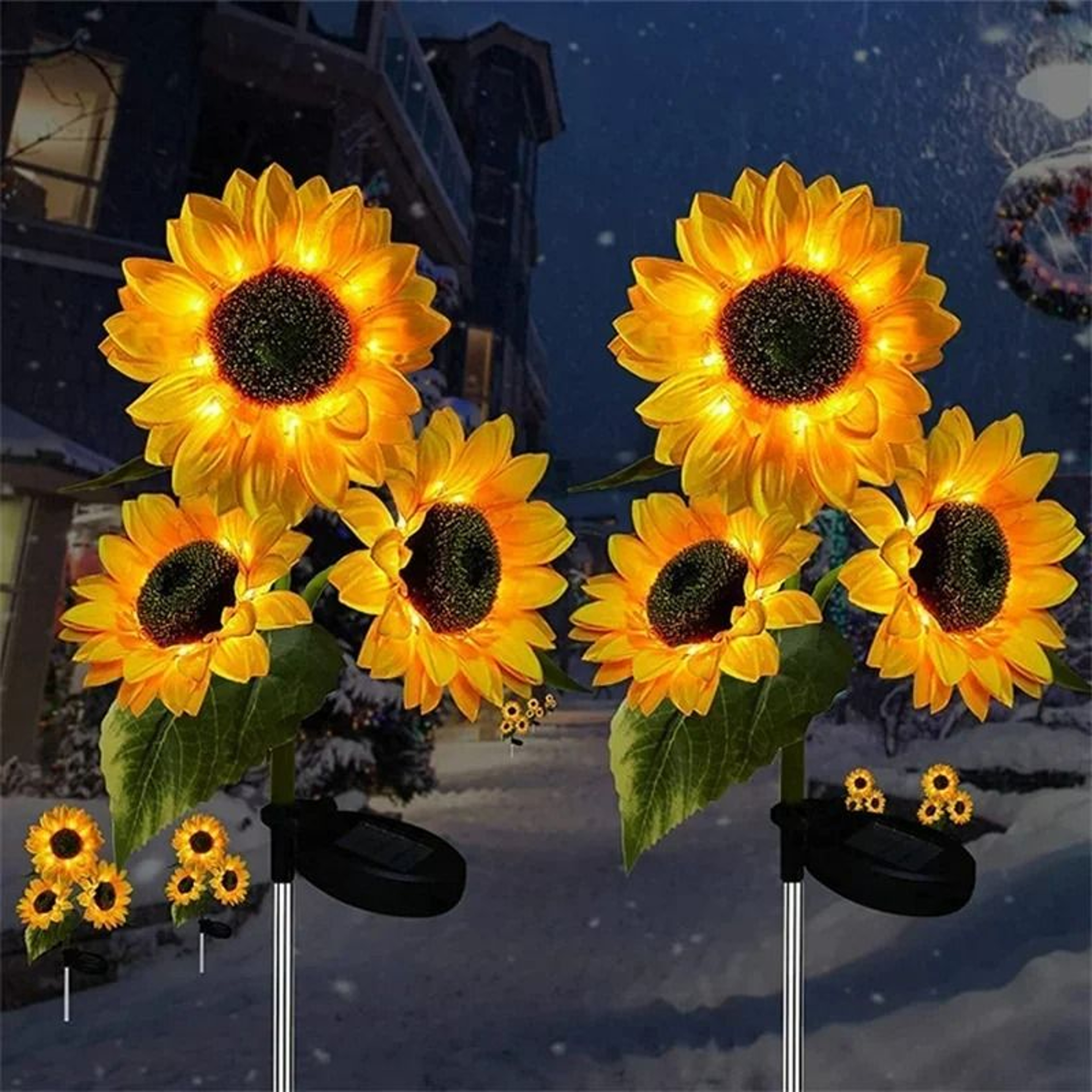 Solar Outdoor Sunflower Garden Stake Lights 0