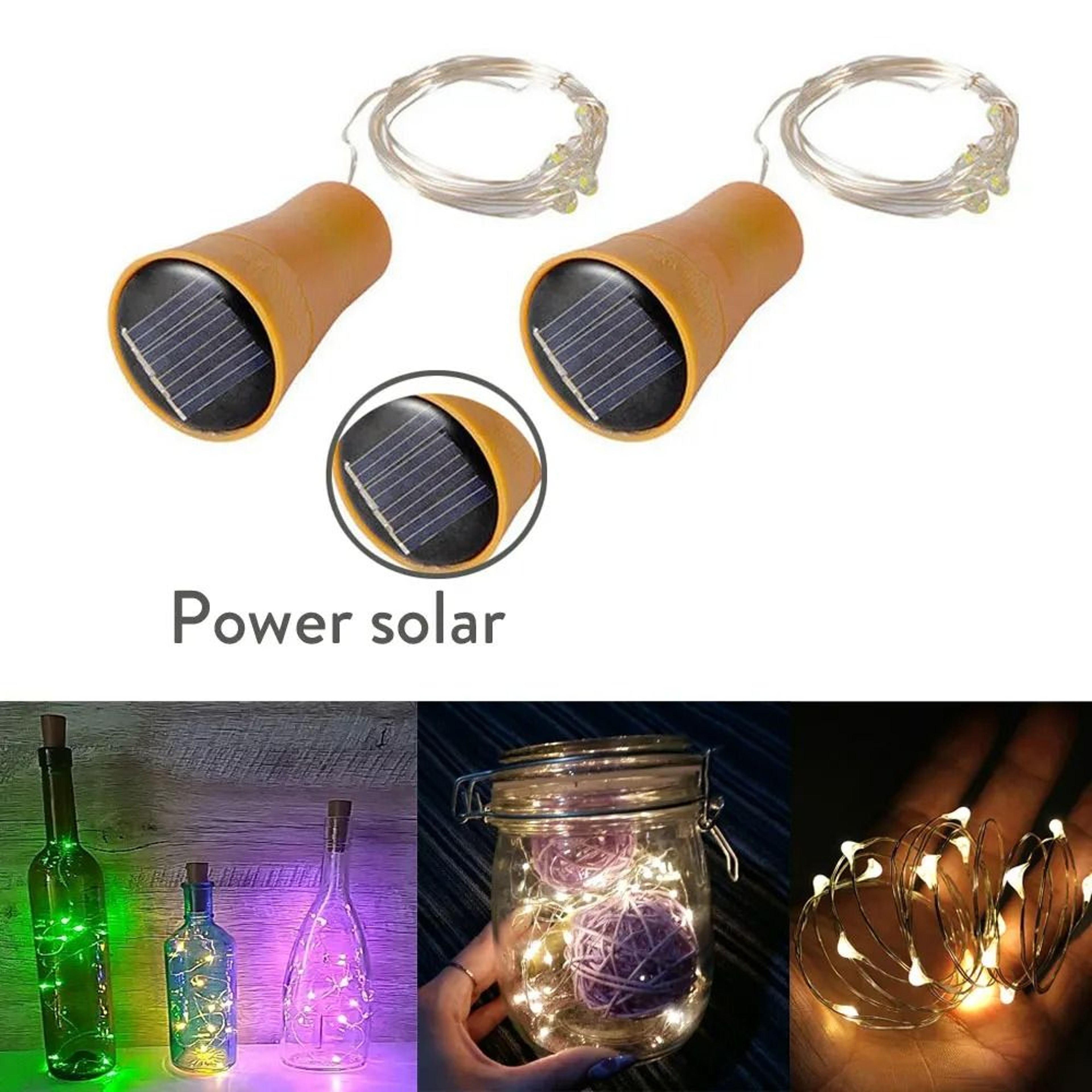 Solar Powered Wine Bottle Cork Light Strings 1