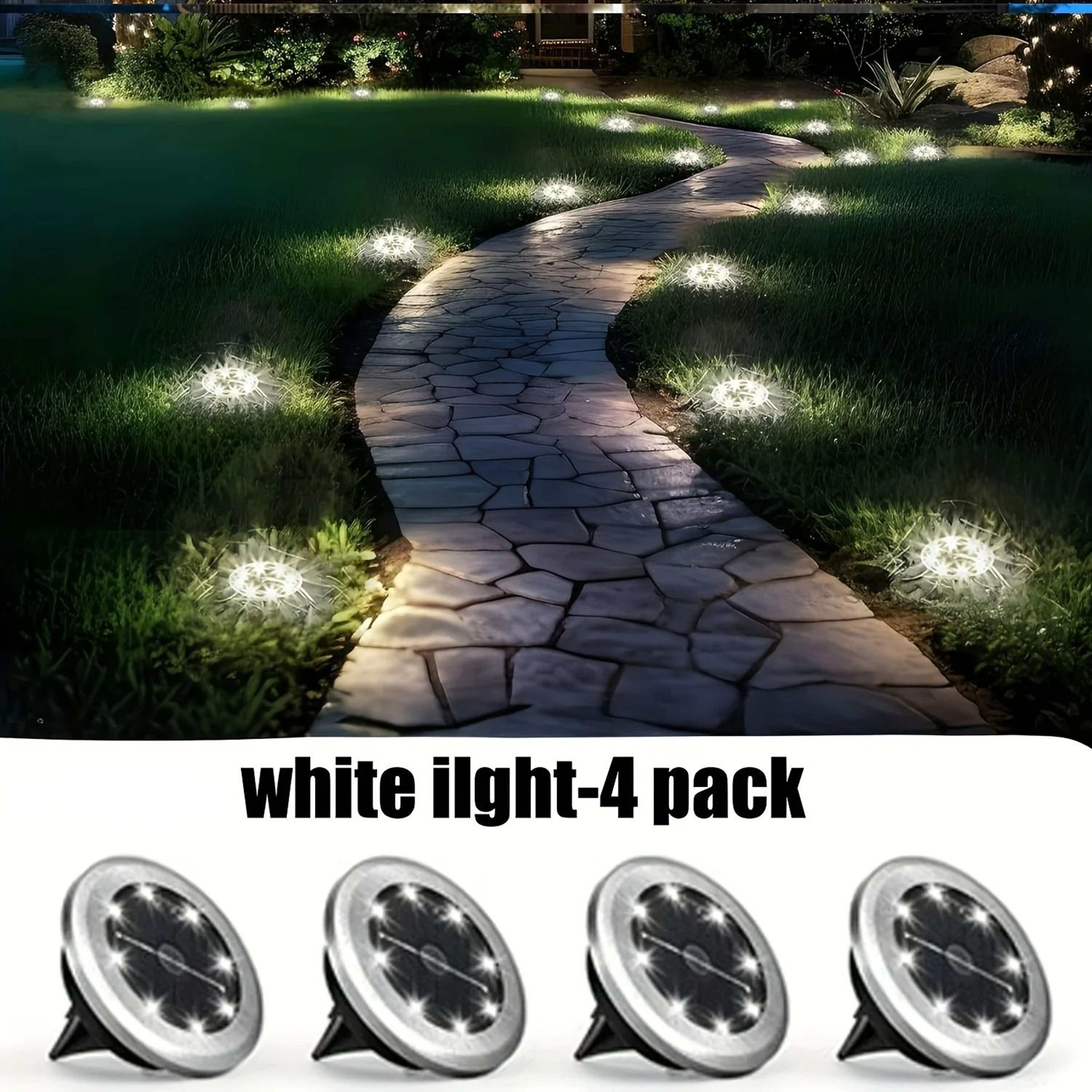 4 Mini Stainless Steel Rotating Solar Ground Lights 4