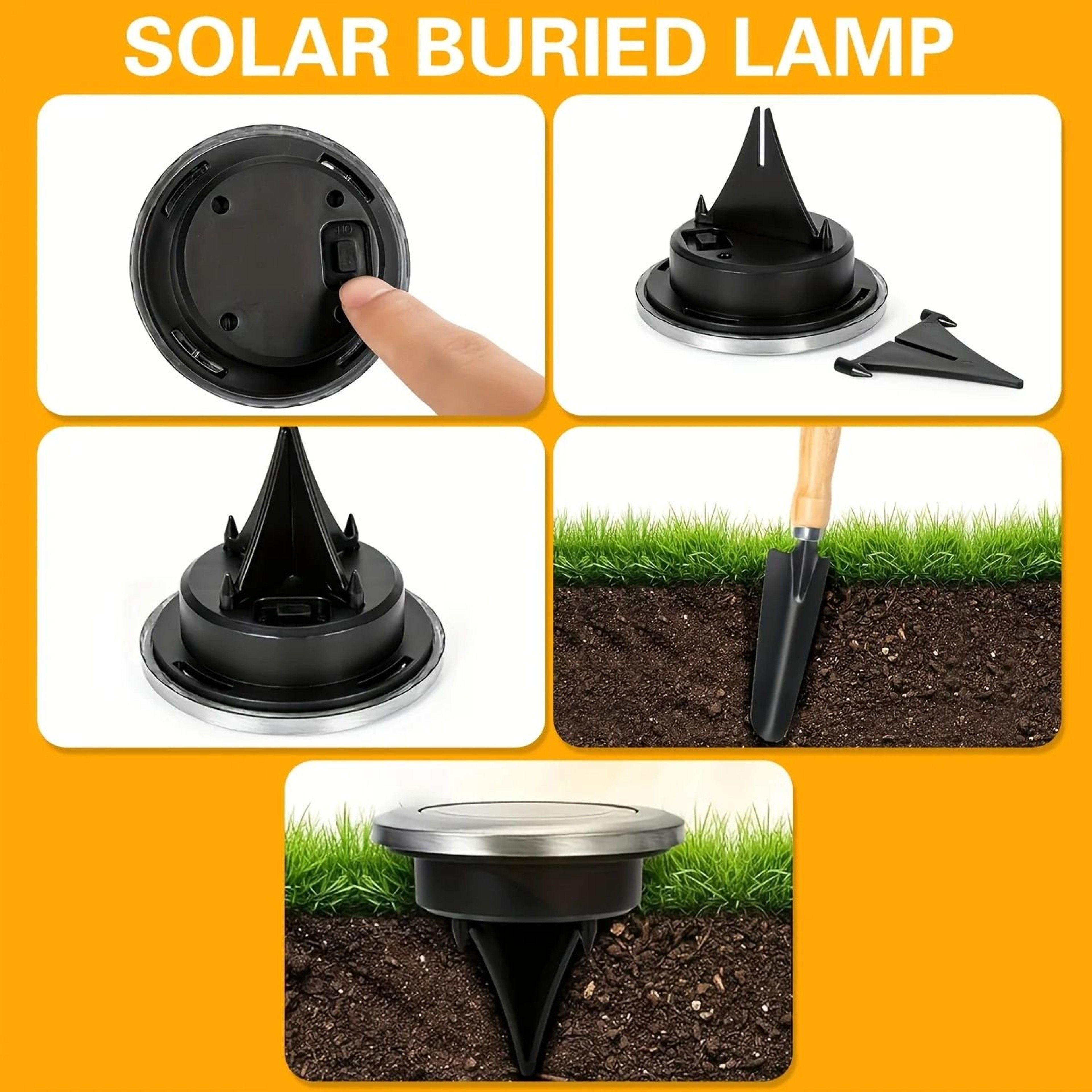 4 Mini Stainless Steel Rotating Solar Ground Lights 5