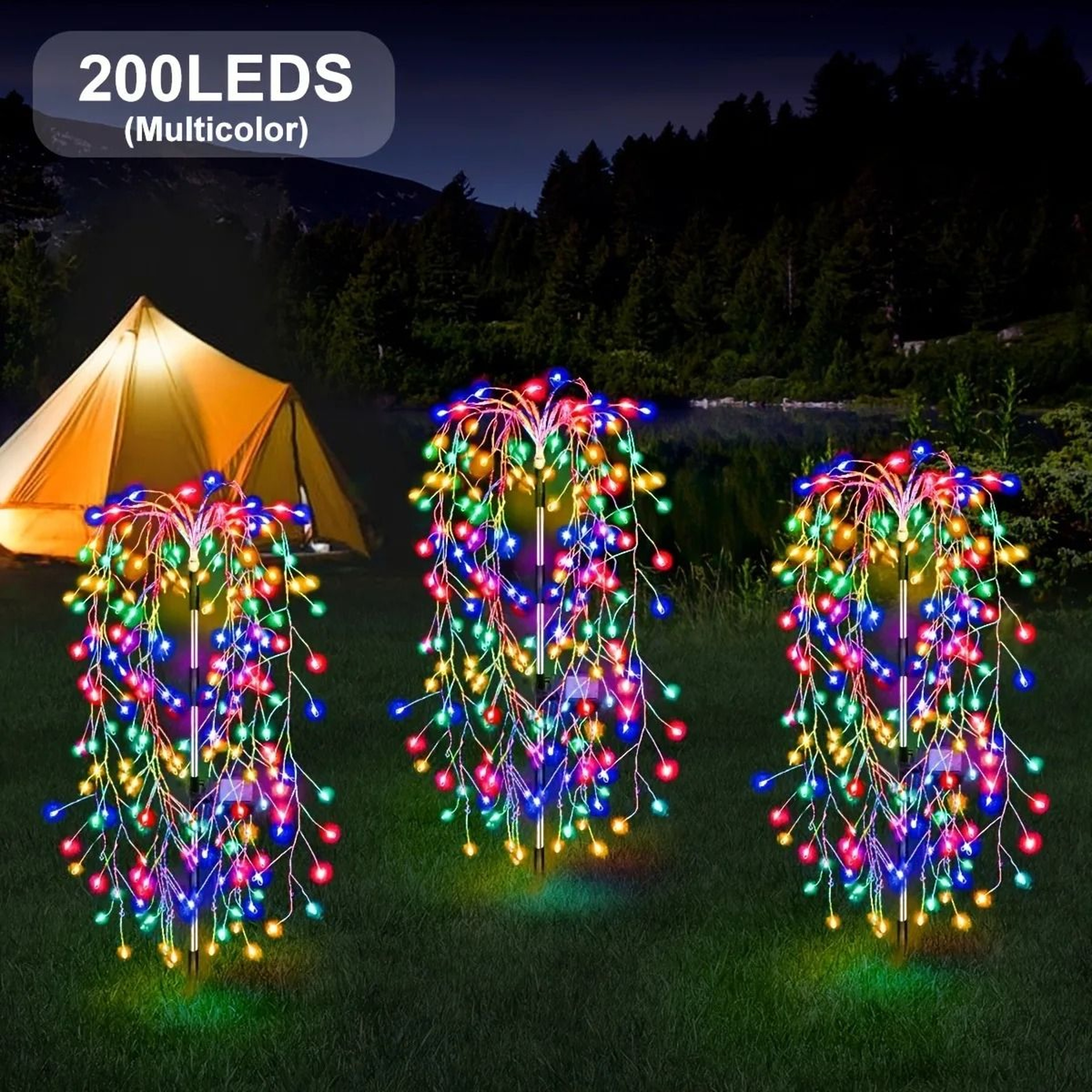 200 LED Solar Outdoor Firecracker Willow String Lights 3
