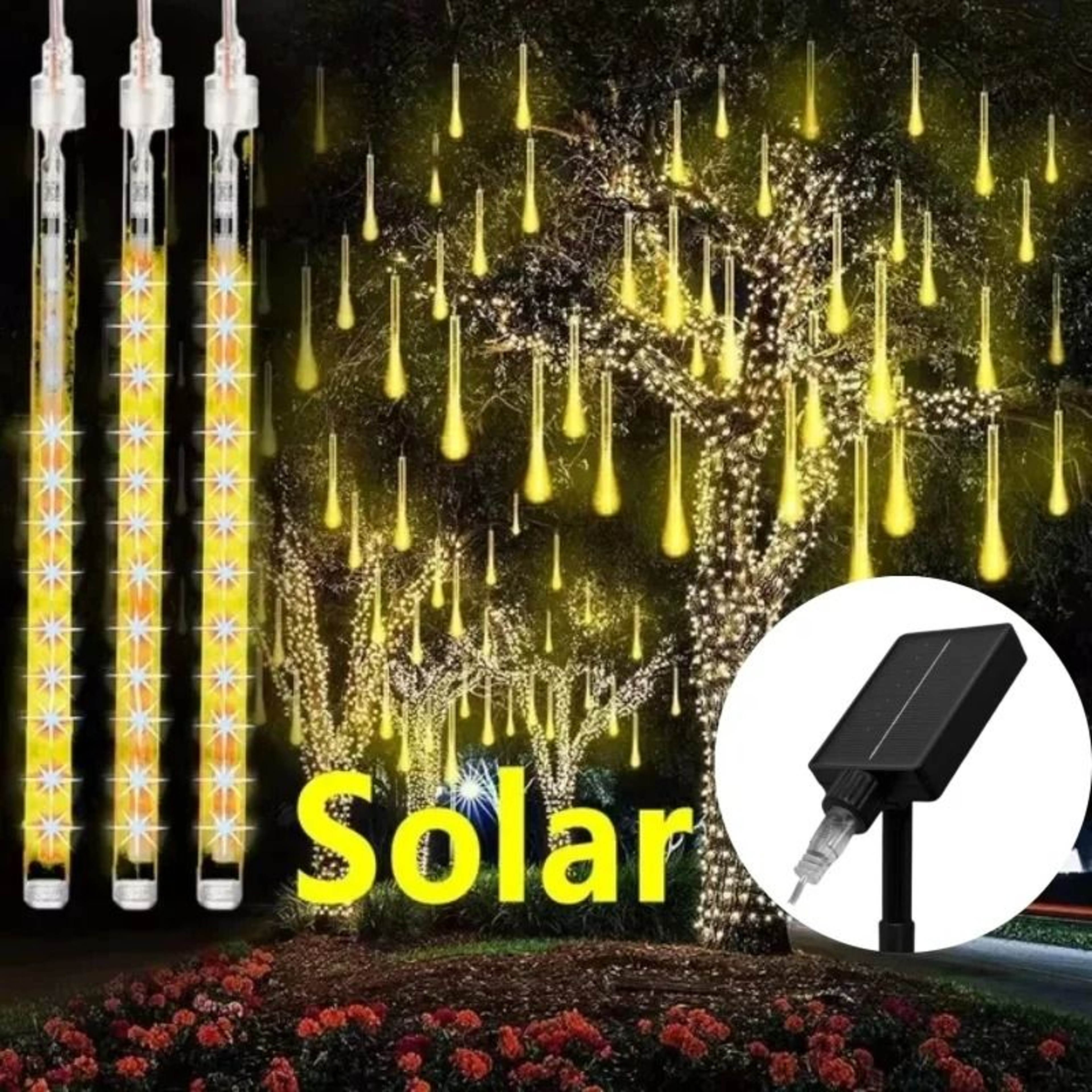 Solar LED Meteor Shower Rain String Lights 6
