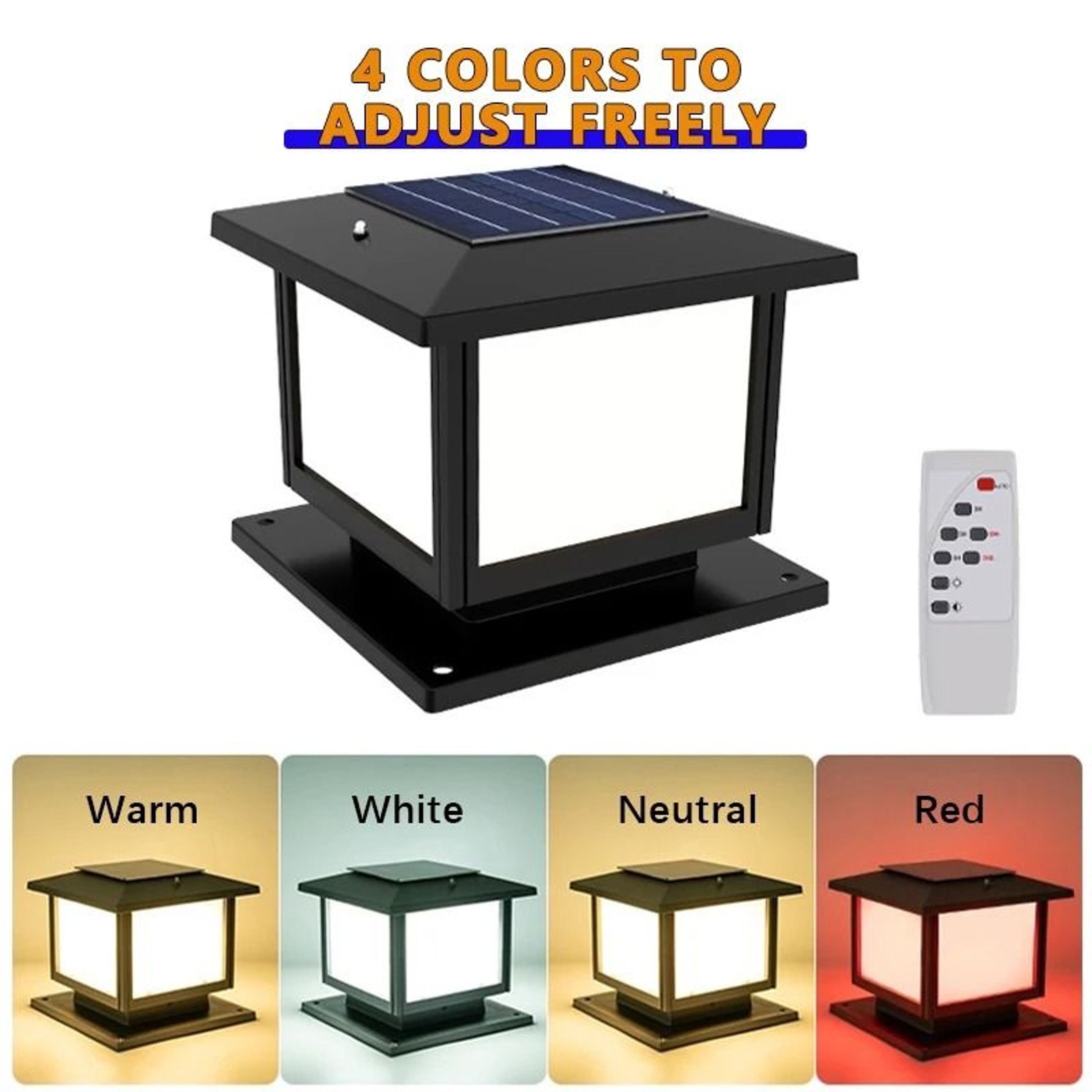 Solar Outdoor Column Cap Light With Remote Control 2