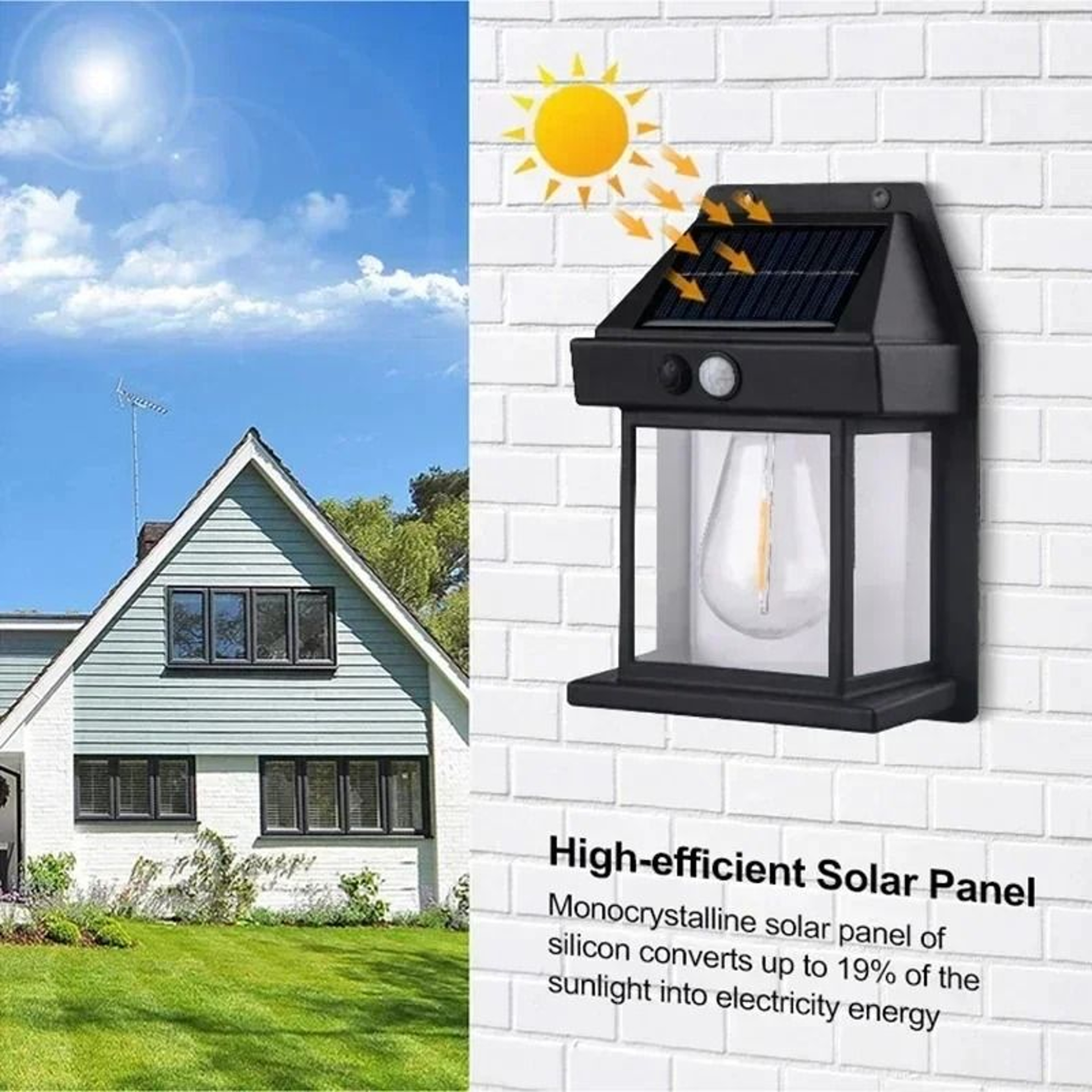 Solar Motion Sensor Tungsten Wall Lantern 1