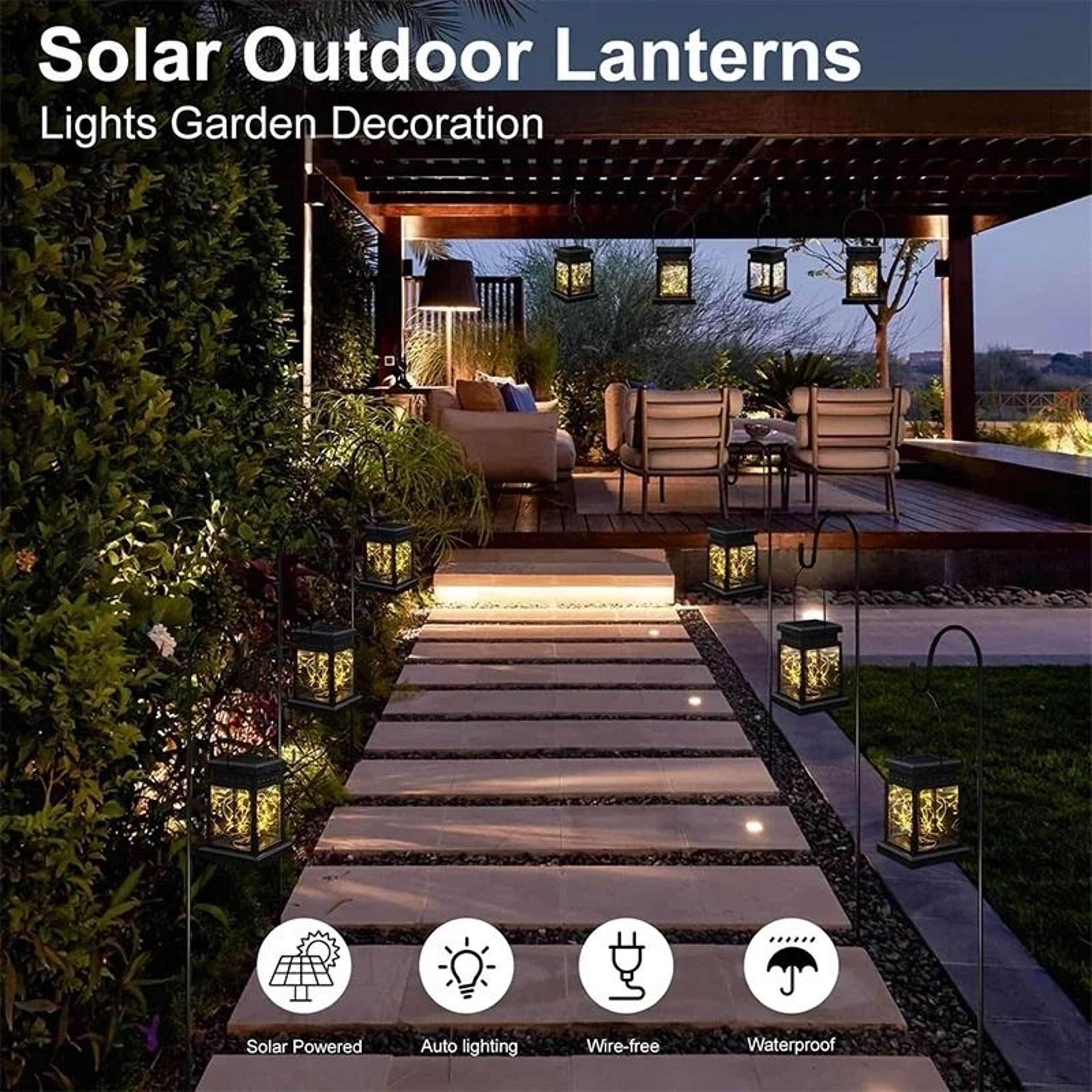 Solar Outdoor Hanging Lantern String Light 3