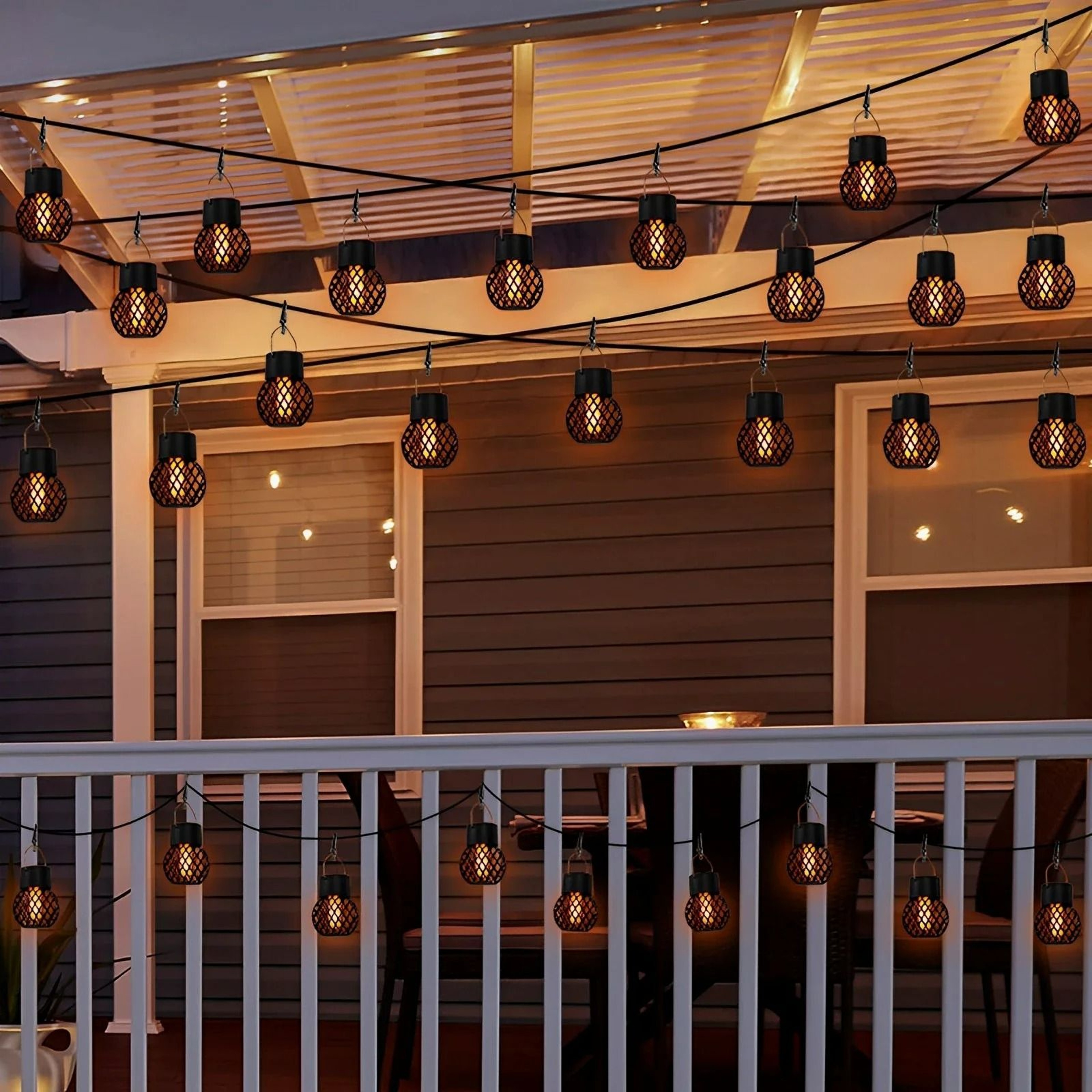 Solar Outdoor Flame Effect Hanging Lantern 3