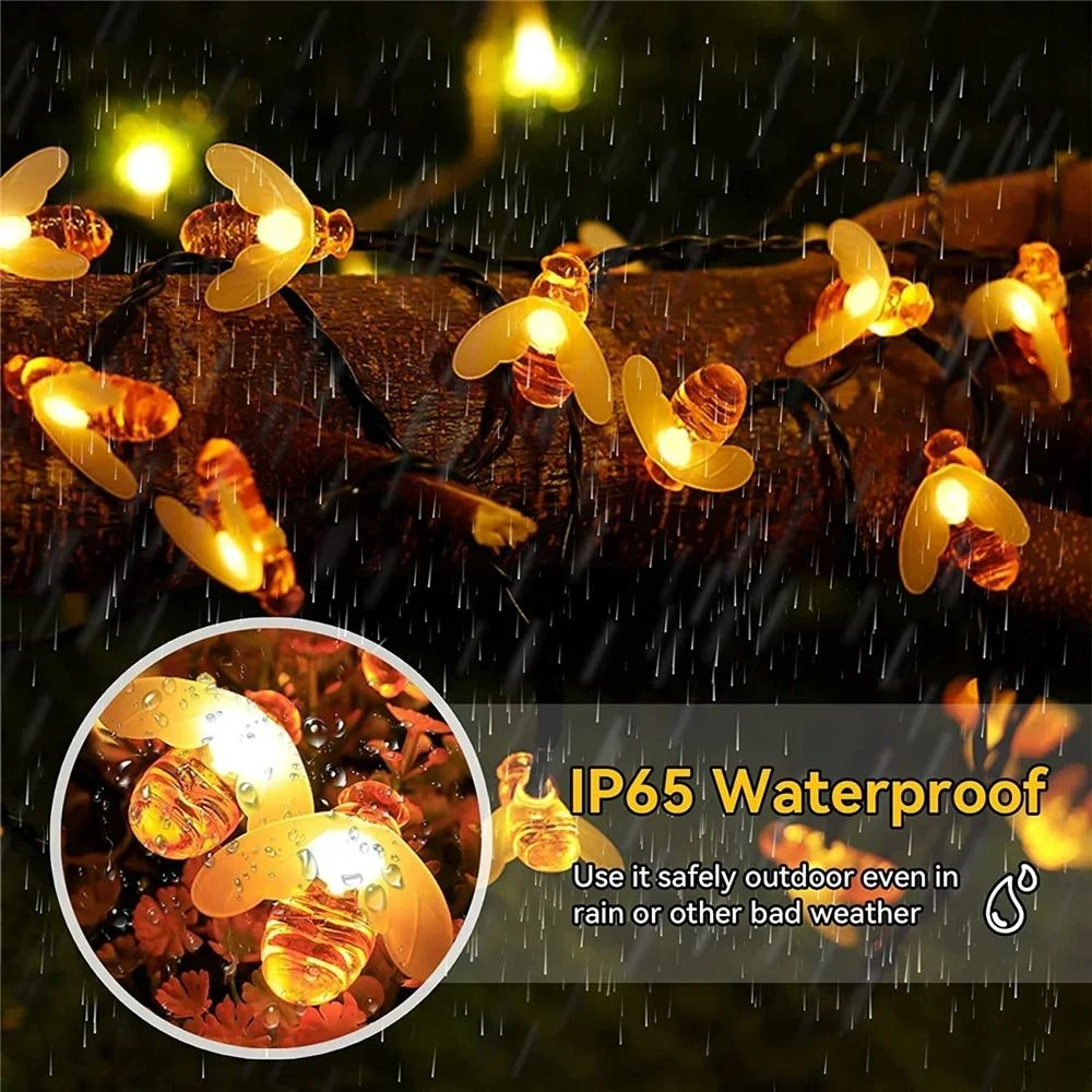 Solar Honeybee Outdoor Fairy String Lights 2