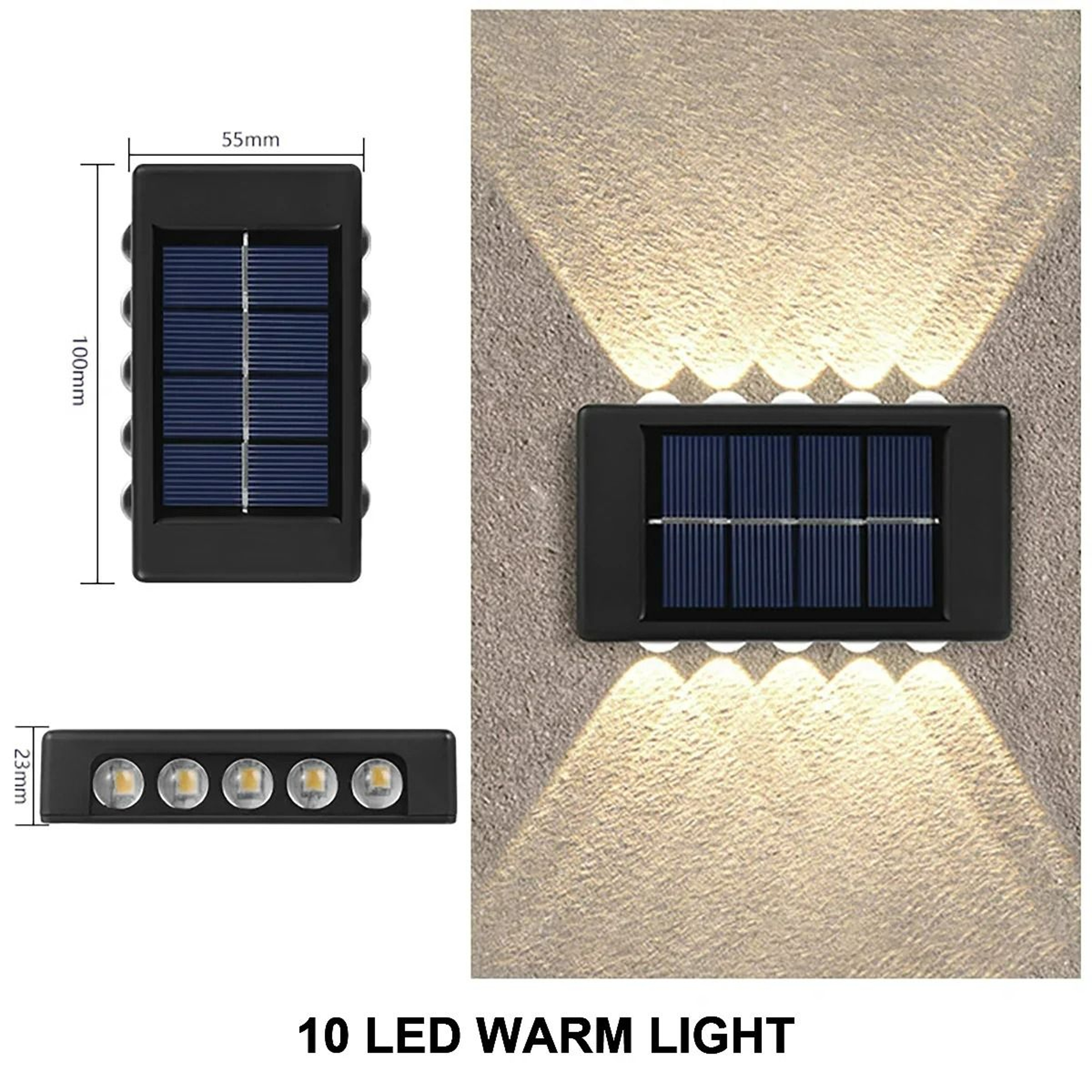Solar LED Waterproof Up  Down Exterior Wall Lamp 2Pack 9