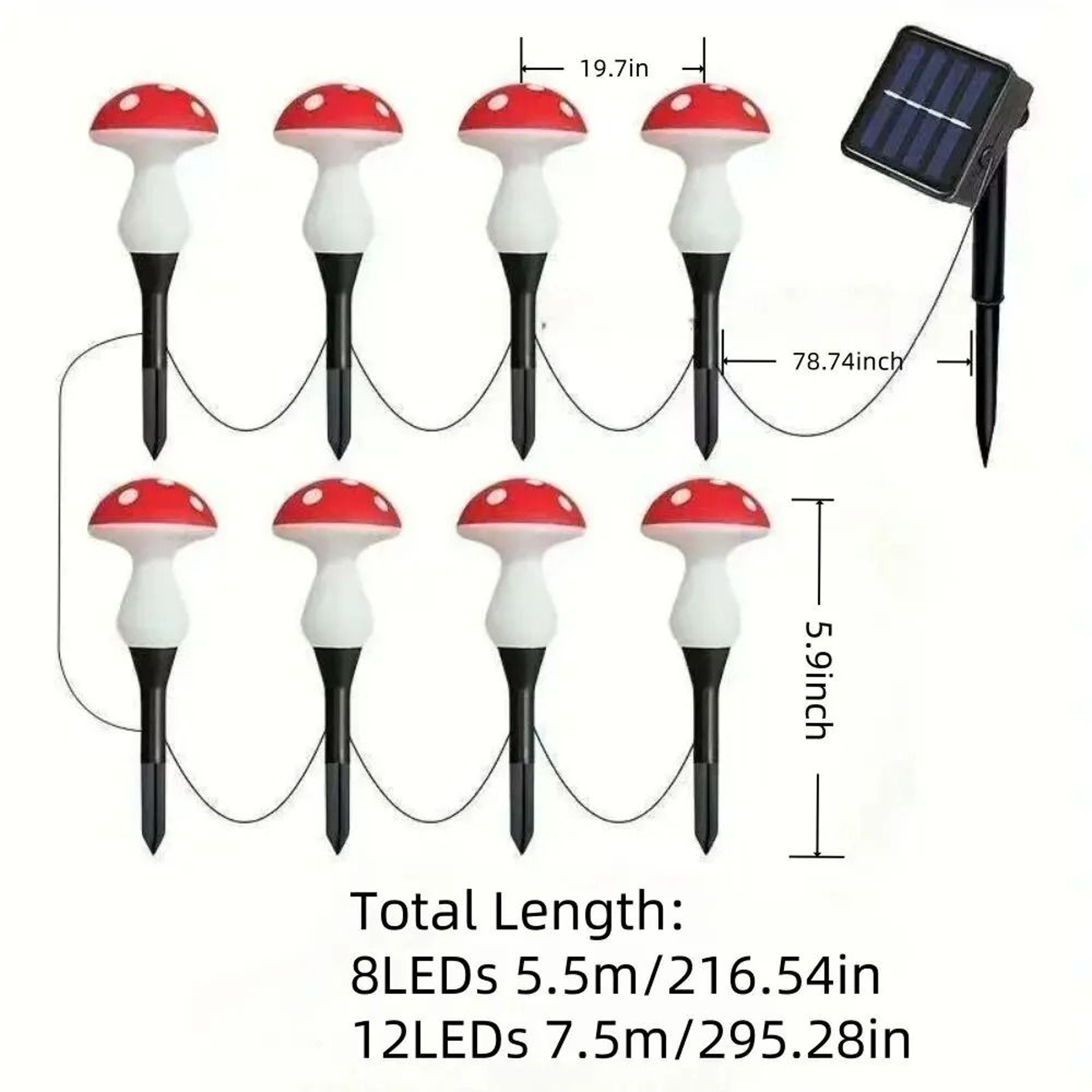 Solar Mushroom Pathway Stake Light 5