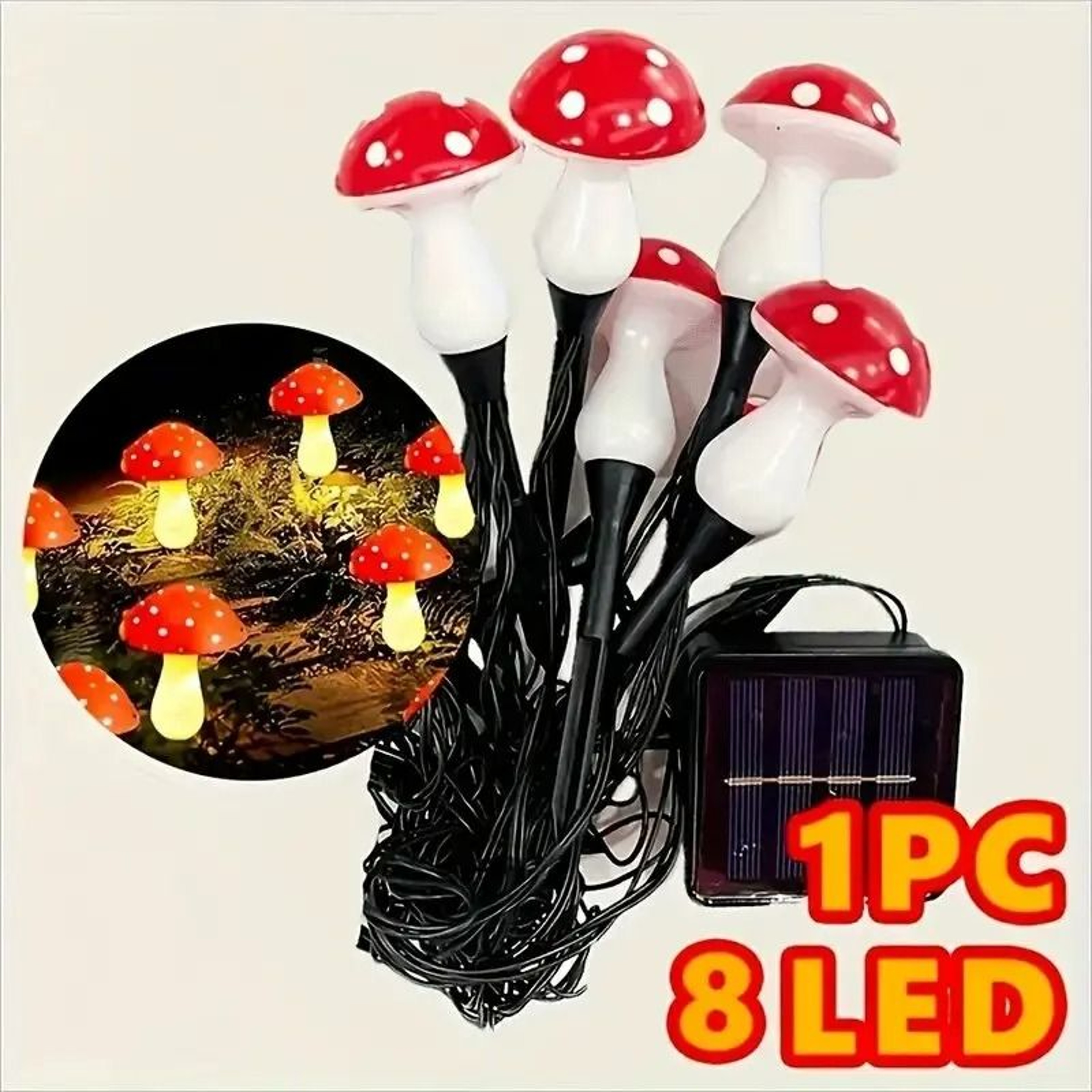 Solar Mushroom Pathway Stake Light 7