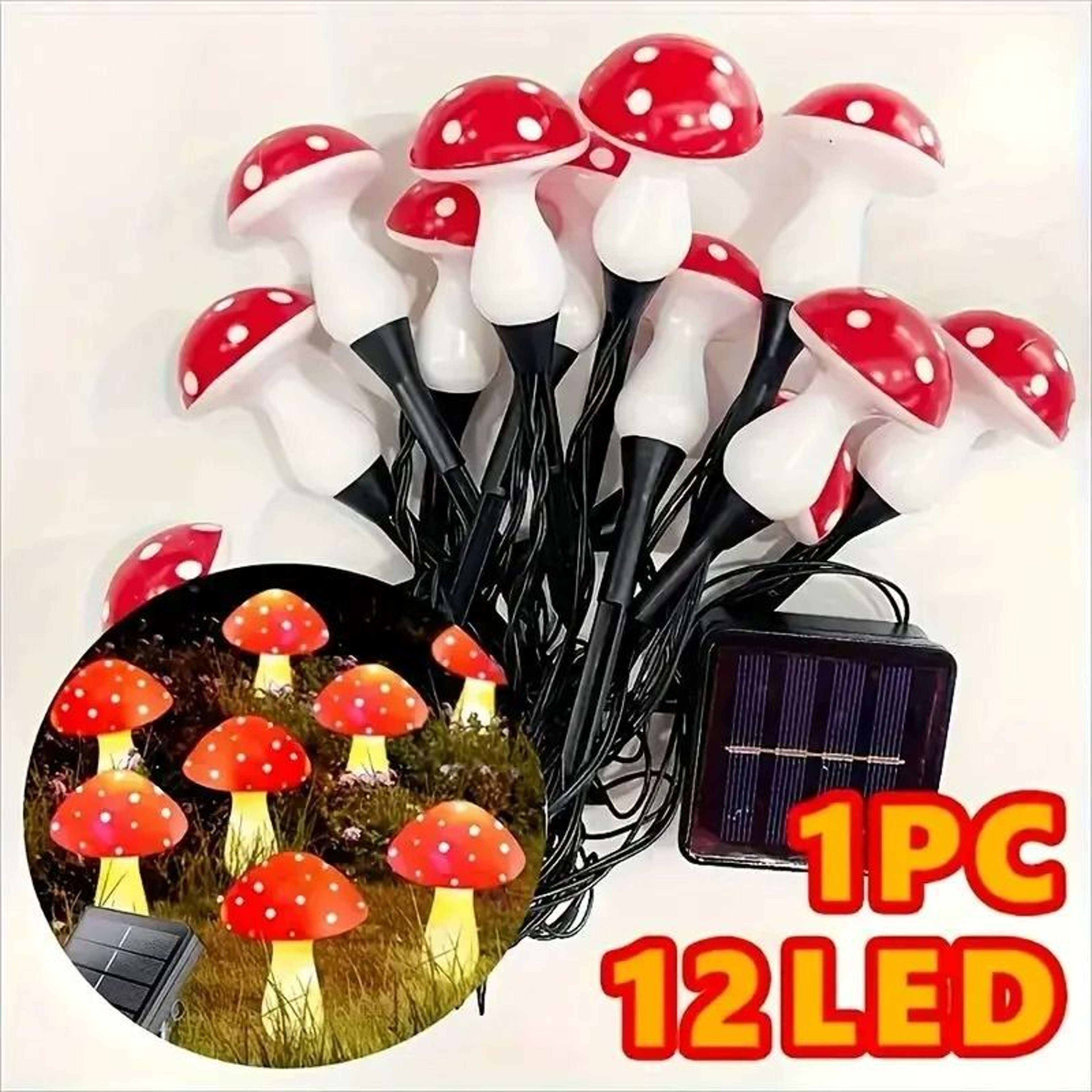 Solar Mushroom Pathway Stake Light 8