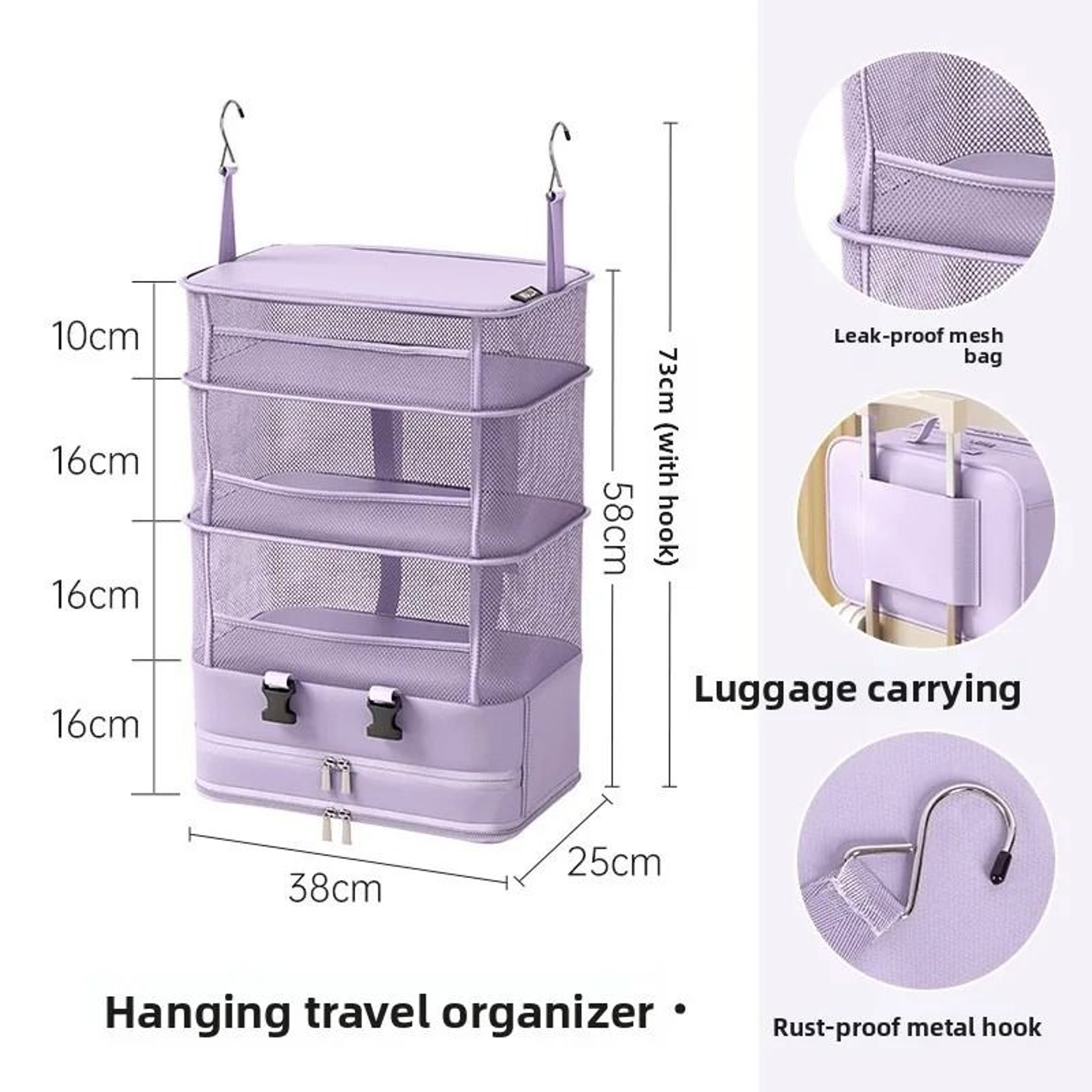 Foldable Hanging Travel Storage Shelf  Luggage Organizer 6