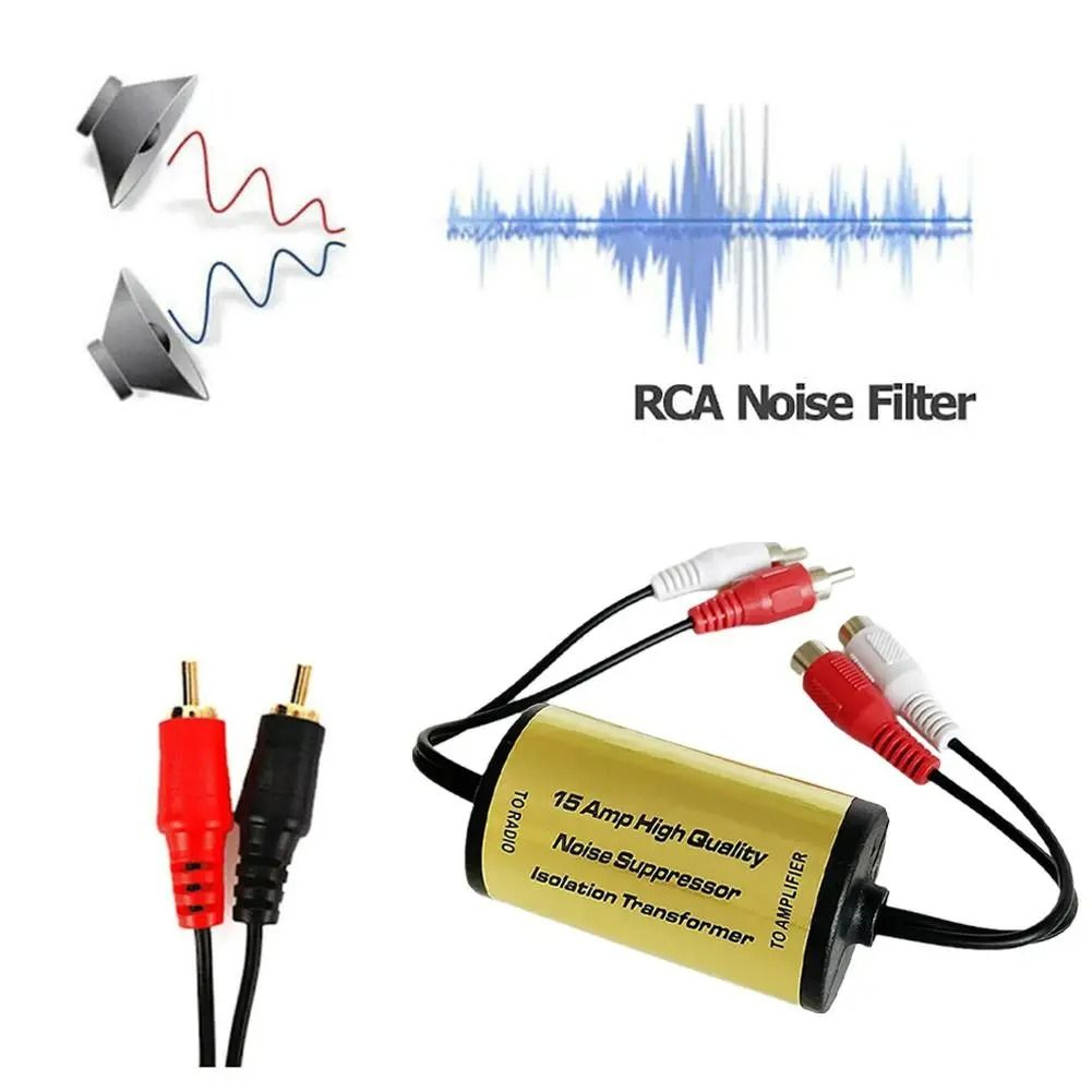 RCA Ground Loop Isolator Noise Filter For Car And Home Stereo 3