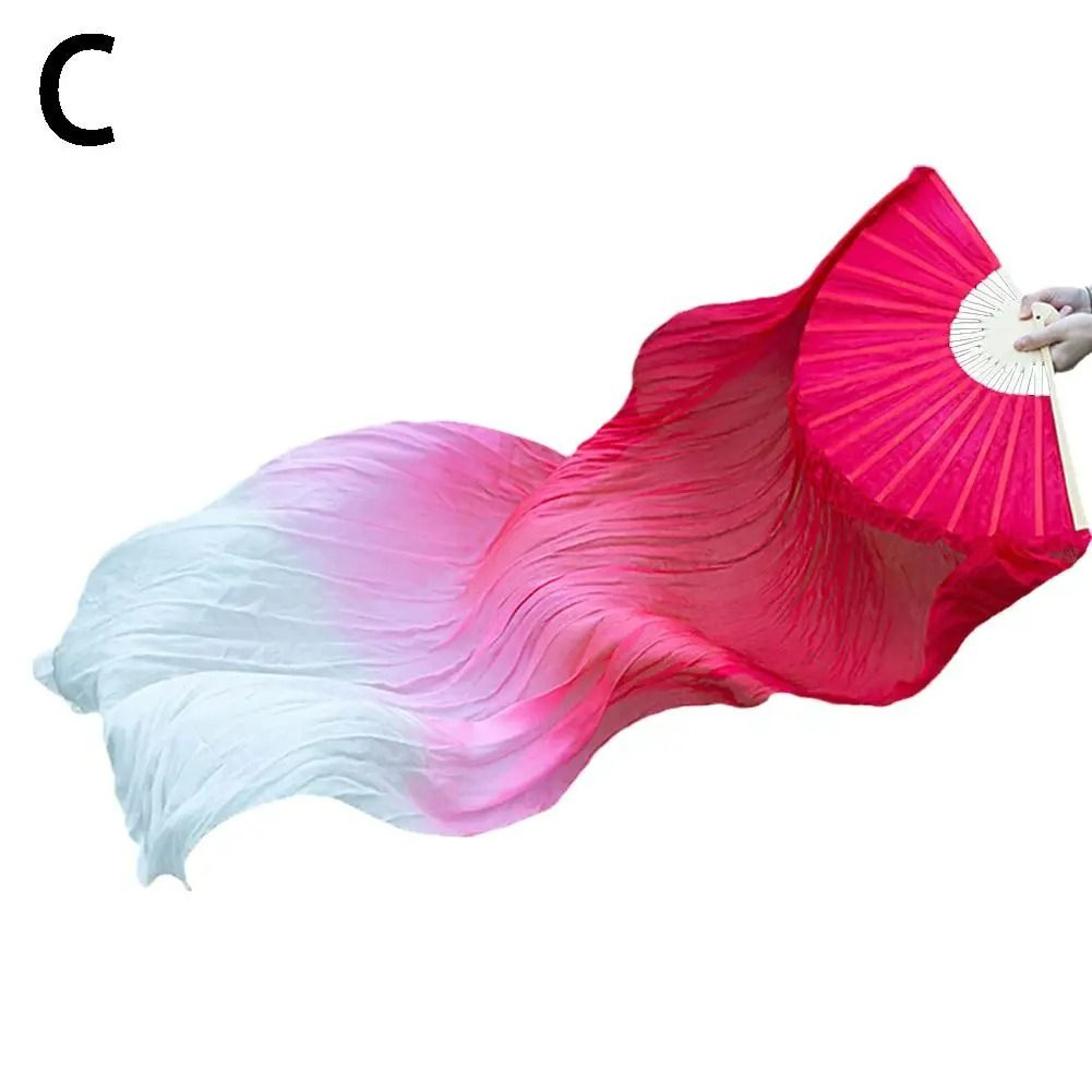 Gradient Silk Belly Dance Fan Veil 6