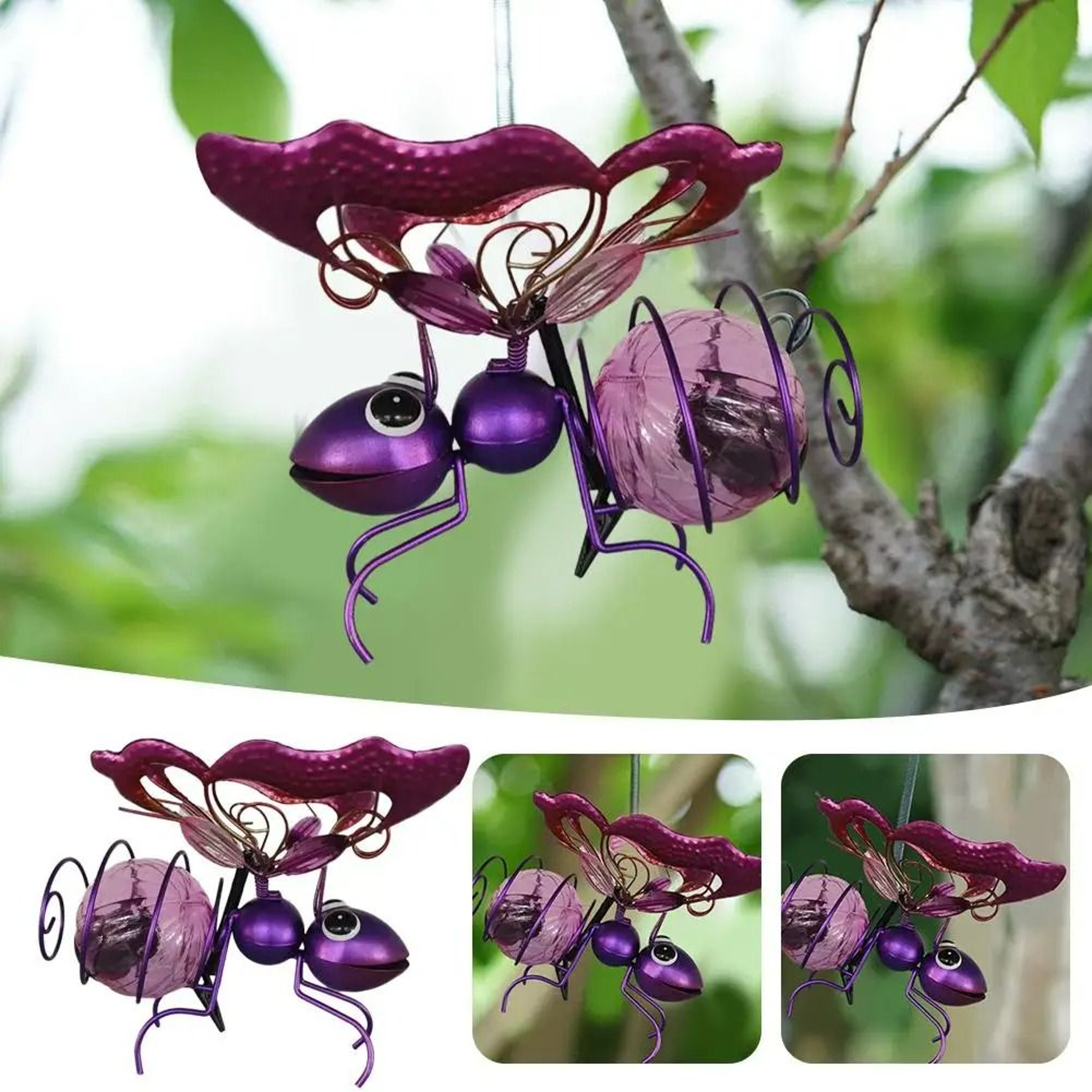 Solar Hanging Insect Statue LED Lantern For Garden And Yard 4