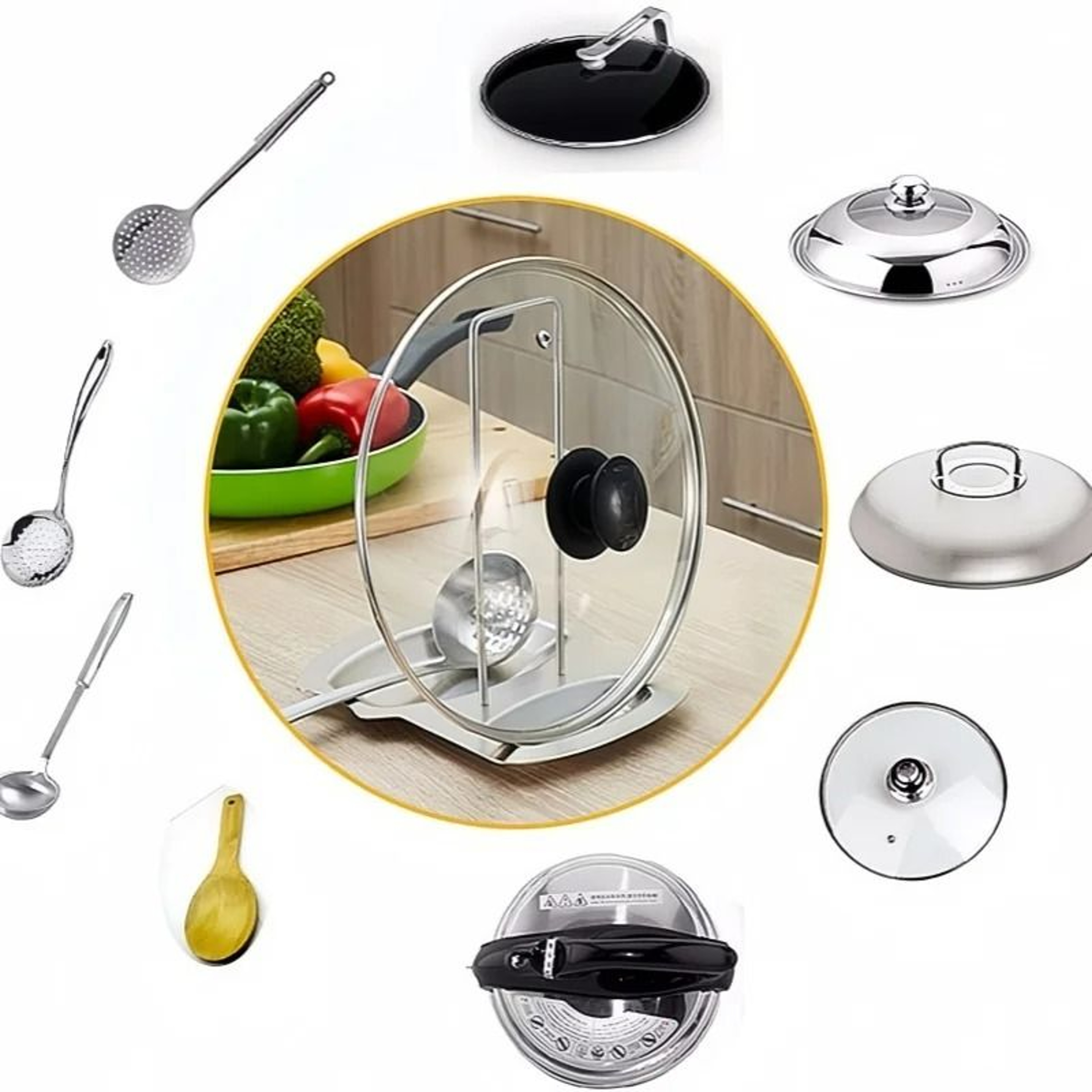 Stainless Steel Pot Lid And Spoon Rest Rack 3