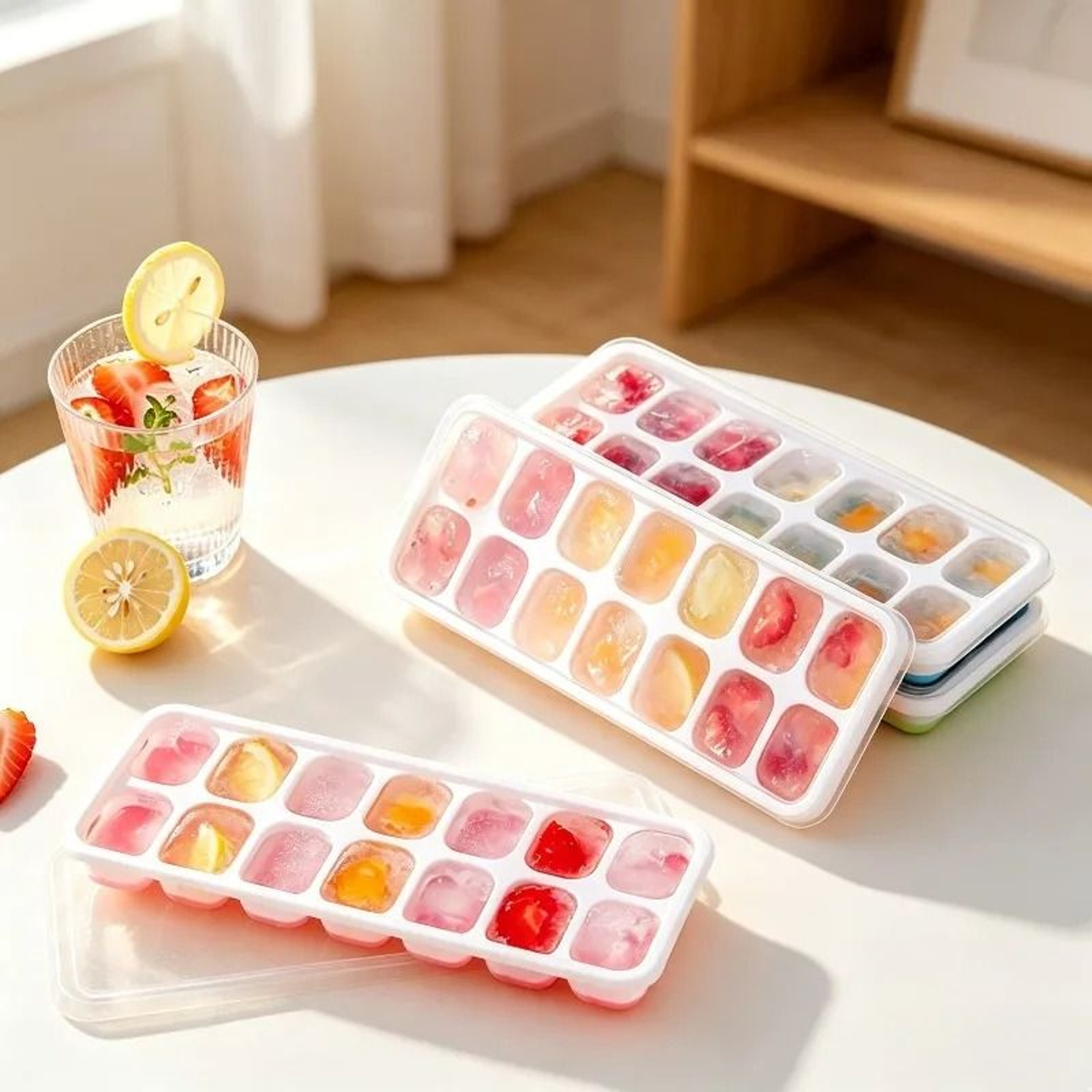 14Grid Silicone Ice Cube Tray With SpillProof Lid 0