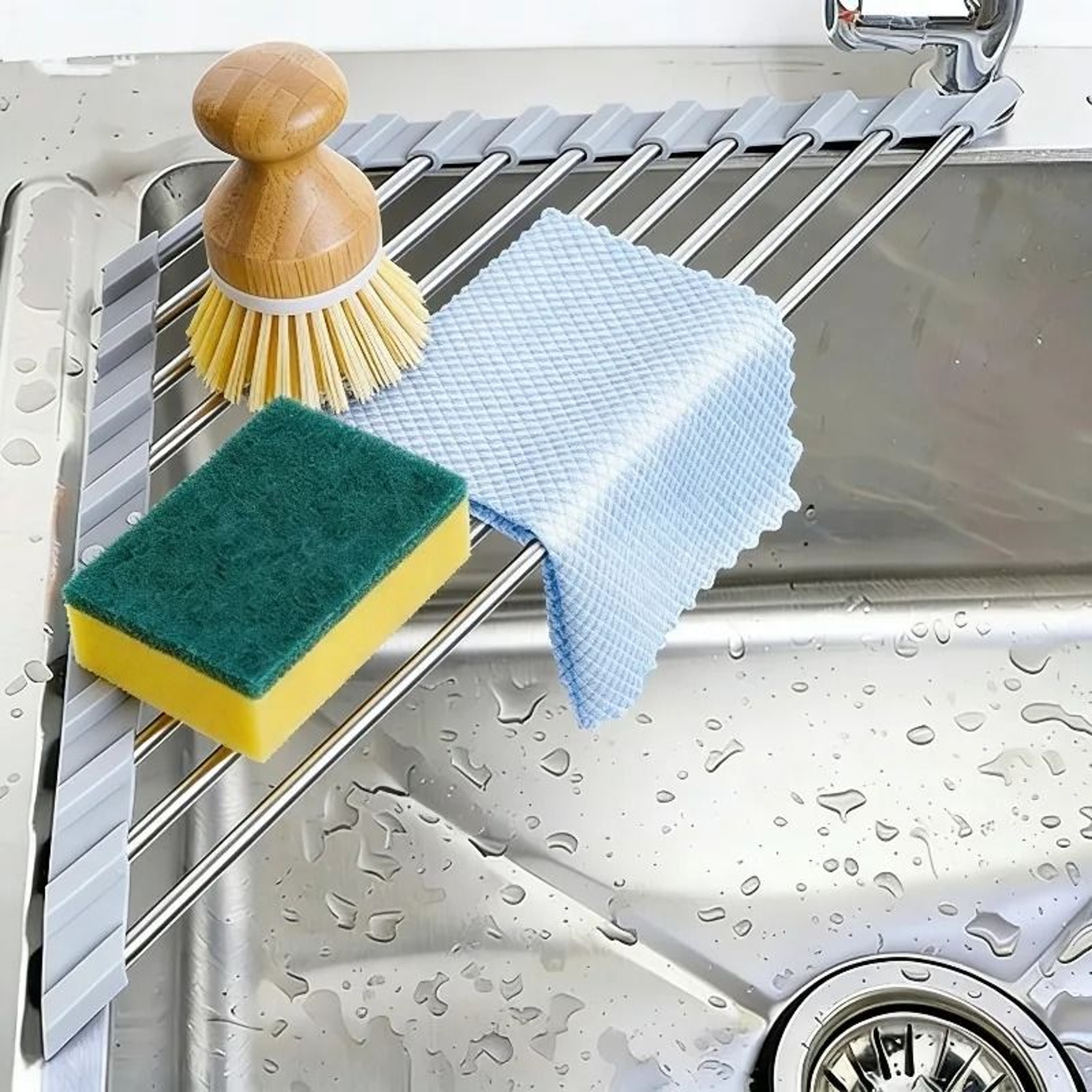 Triangular OvertheSink Stainless Steel Drying Rack 0