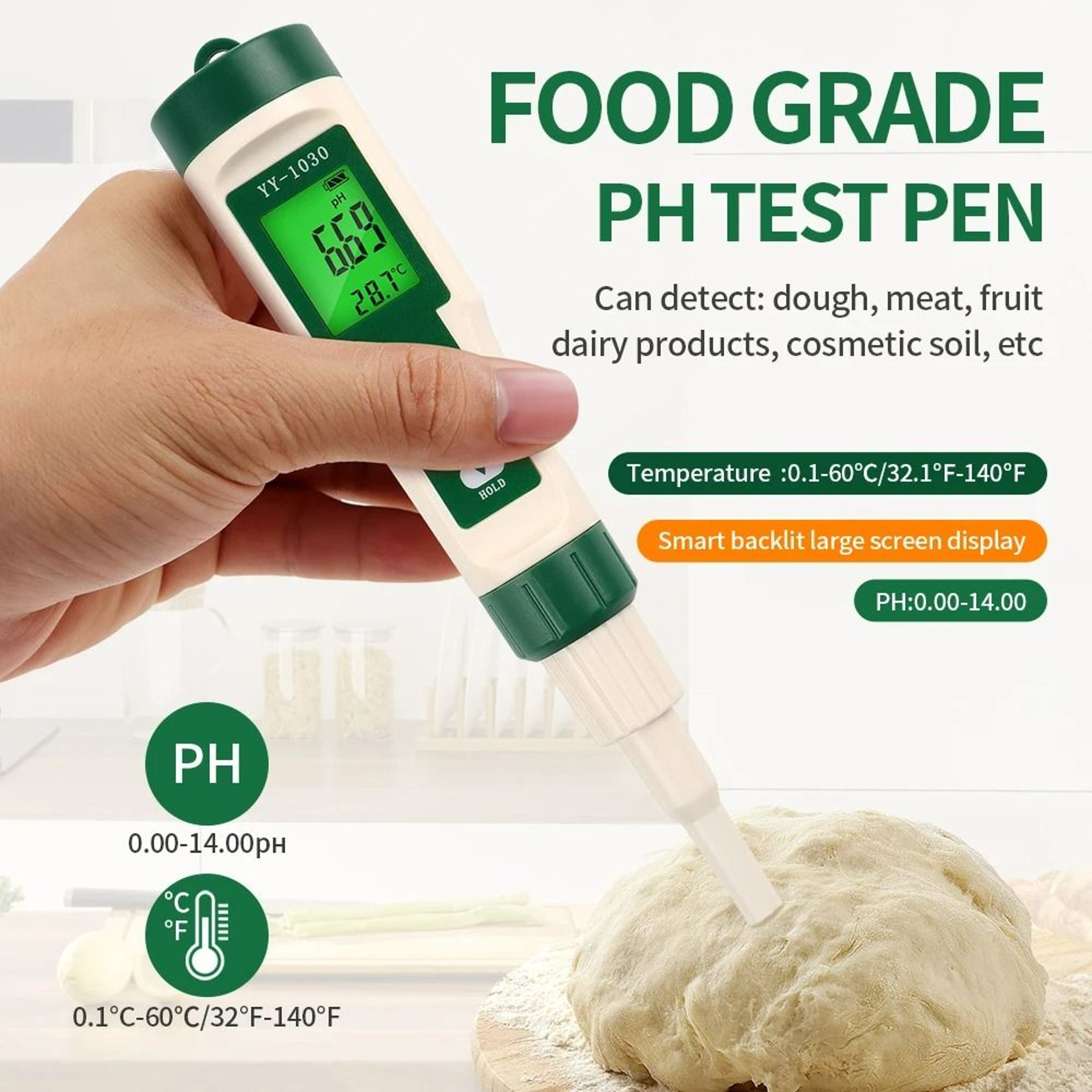 Food PH Meter And Temperature Tester With Flat Electrode 1