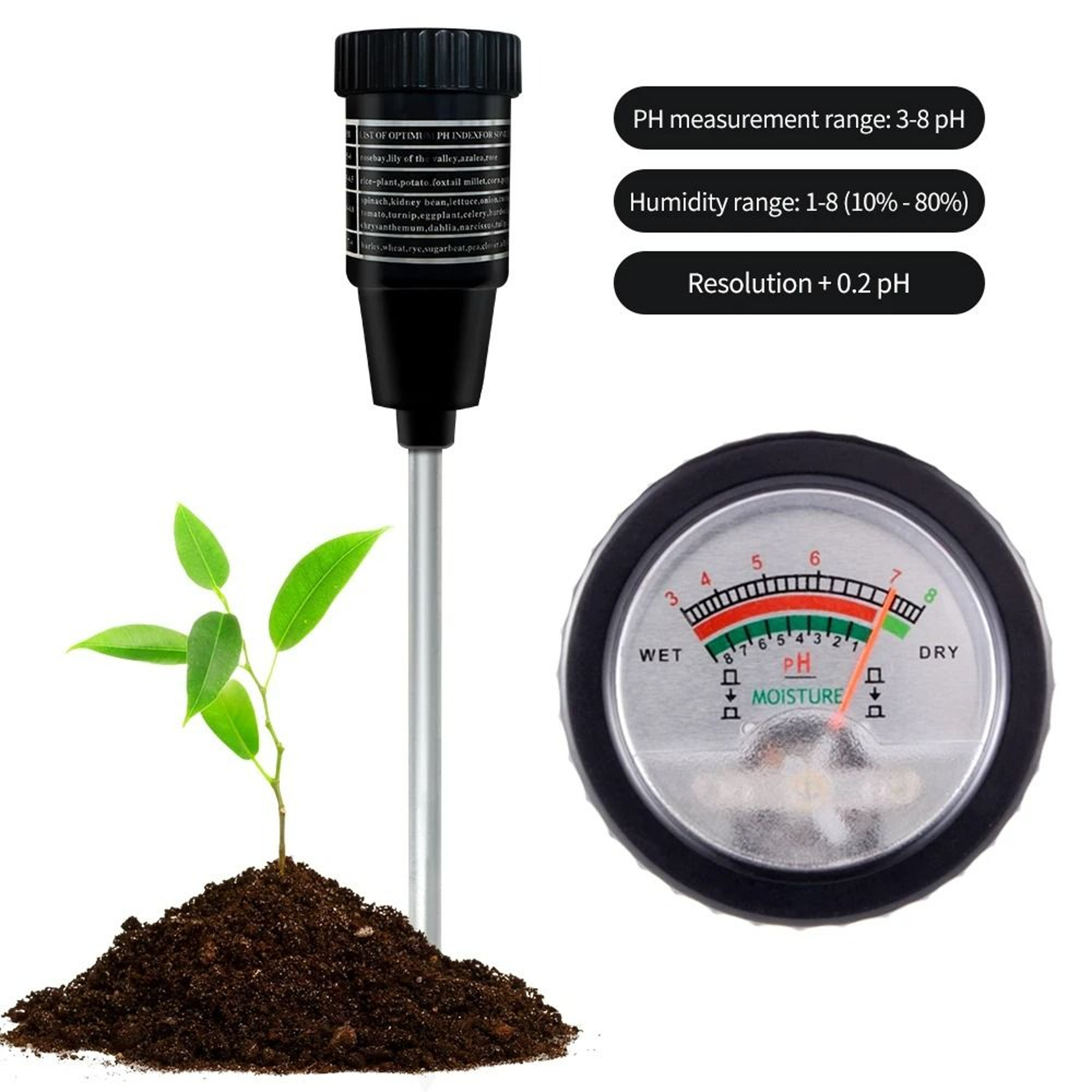 HeavyDuty Soil PH And Moisture Tester With Long Probe 0