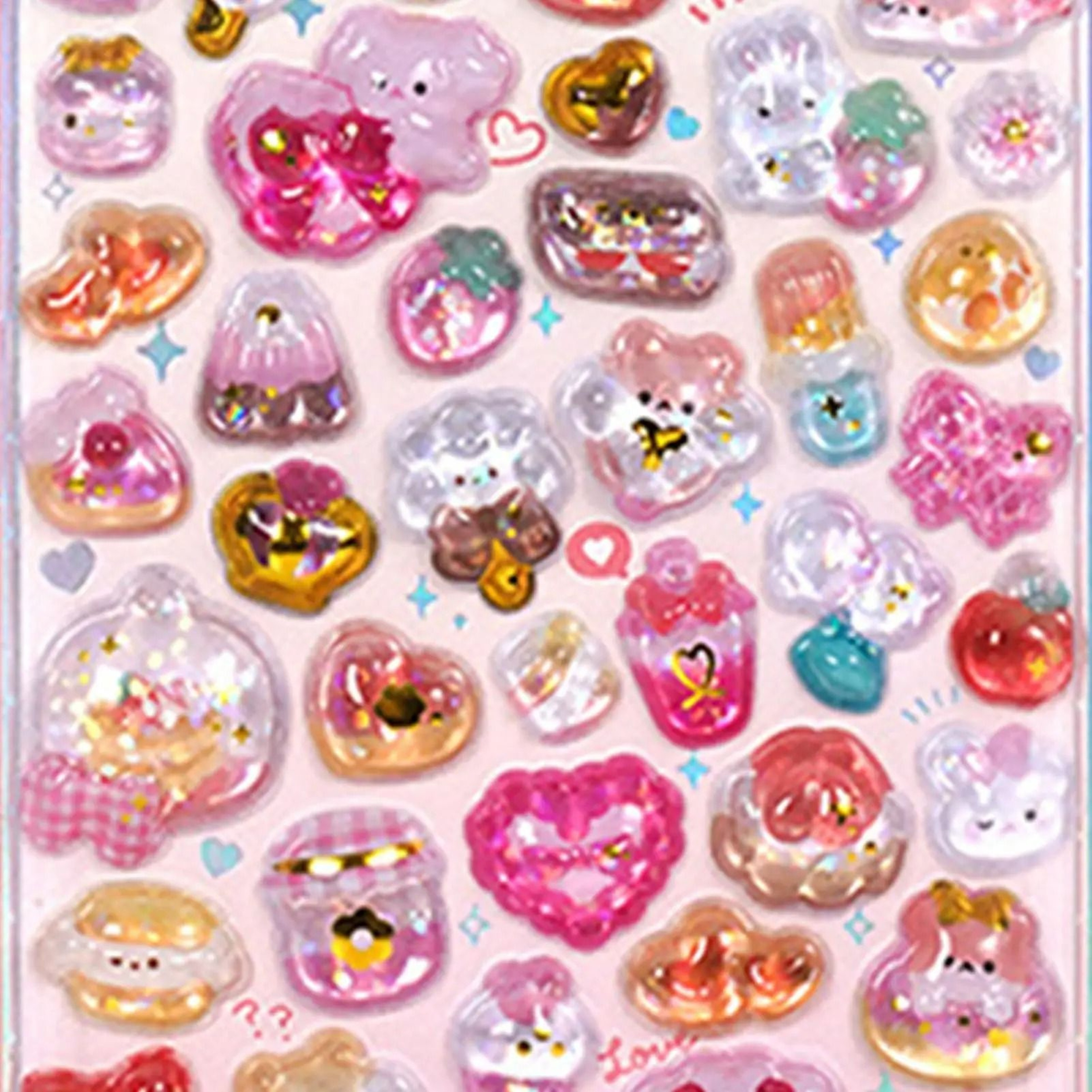 3D Glitter Crystal Cartoon Water Bottle Stickers 4