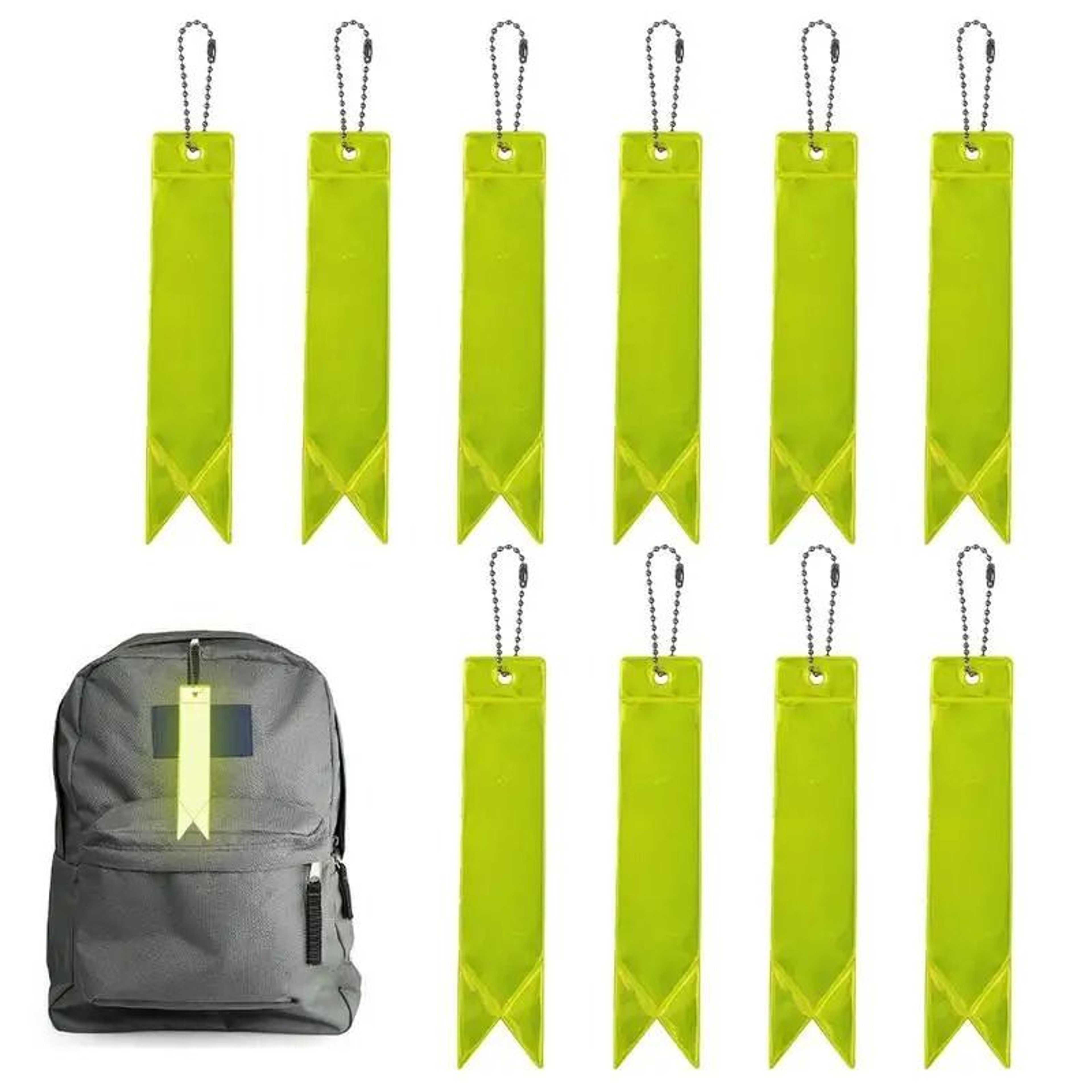 HighVisibility Safety Reflective Keychain Pendants 10 Pieces 0