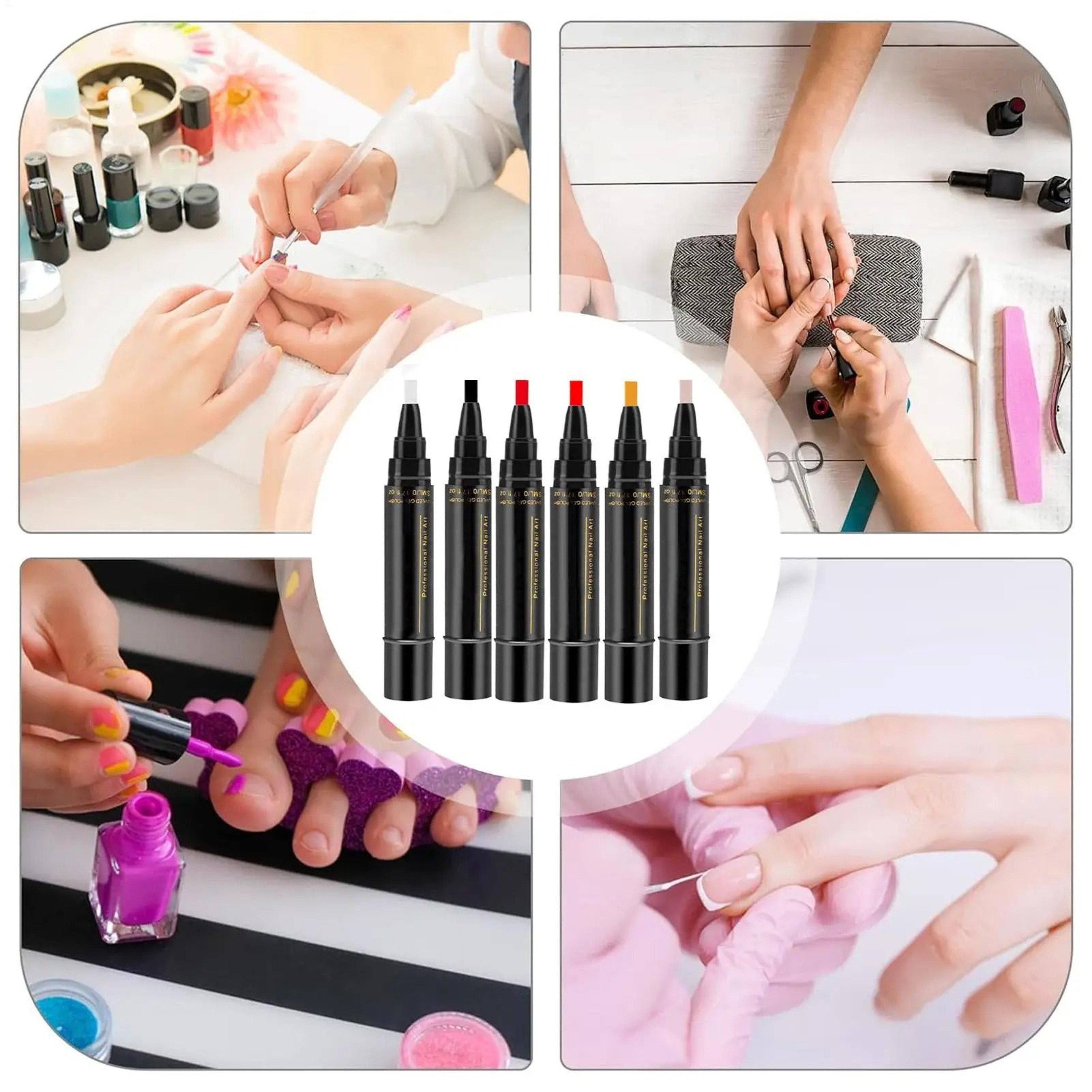 3in1 Gel Nail Polish Pen Set 6 Pieces 3
