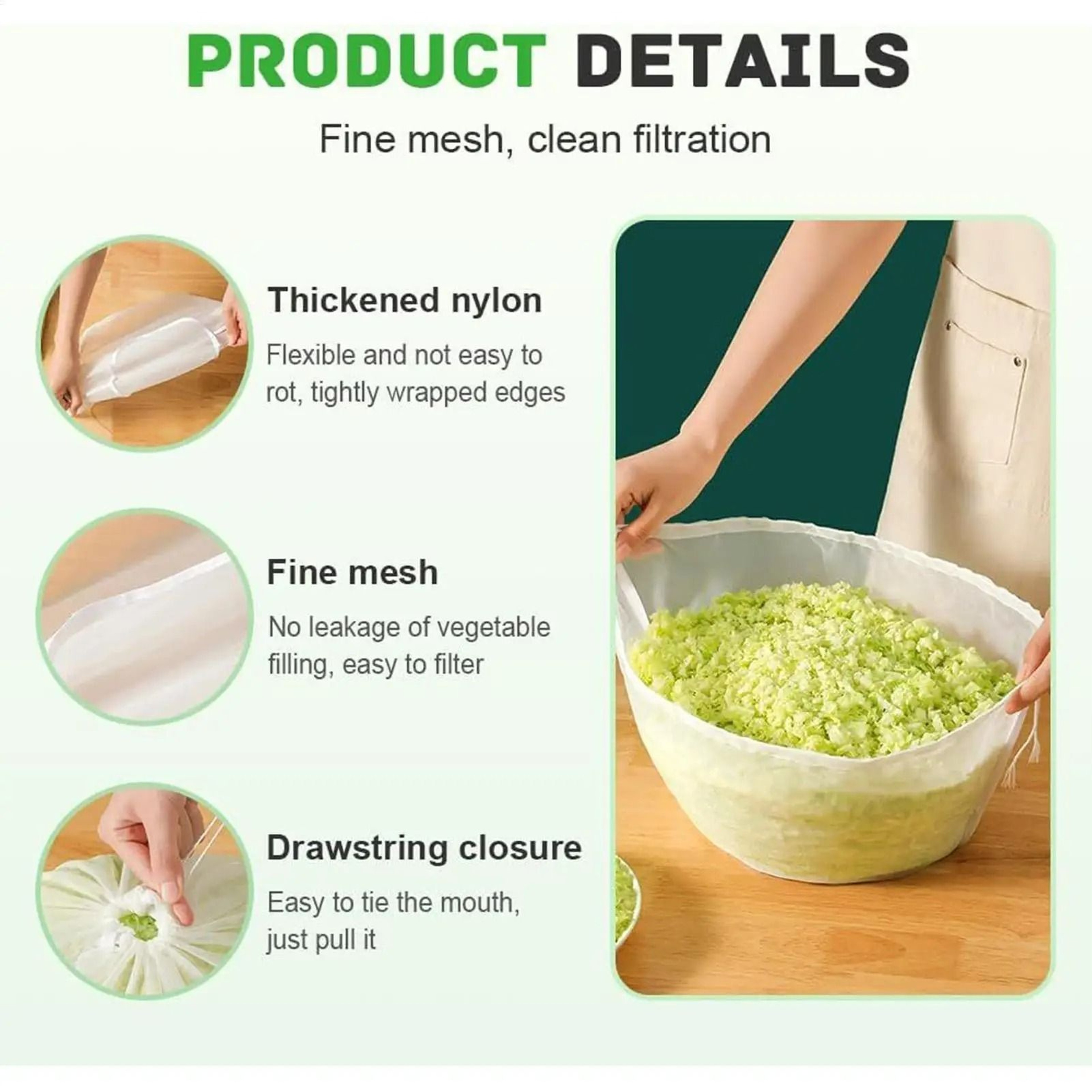 Reusable Fine Mesh Unbleached Cheesecloth Straining Bag 1