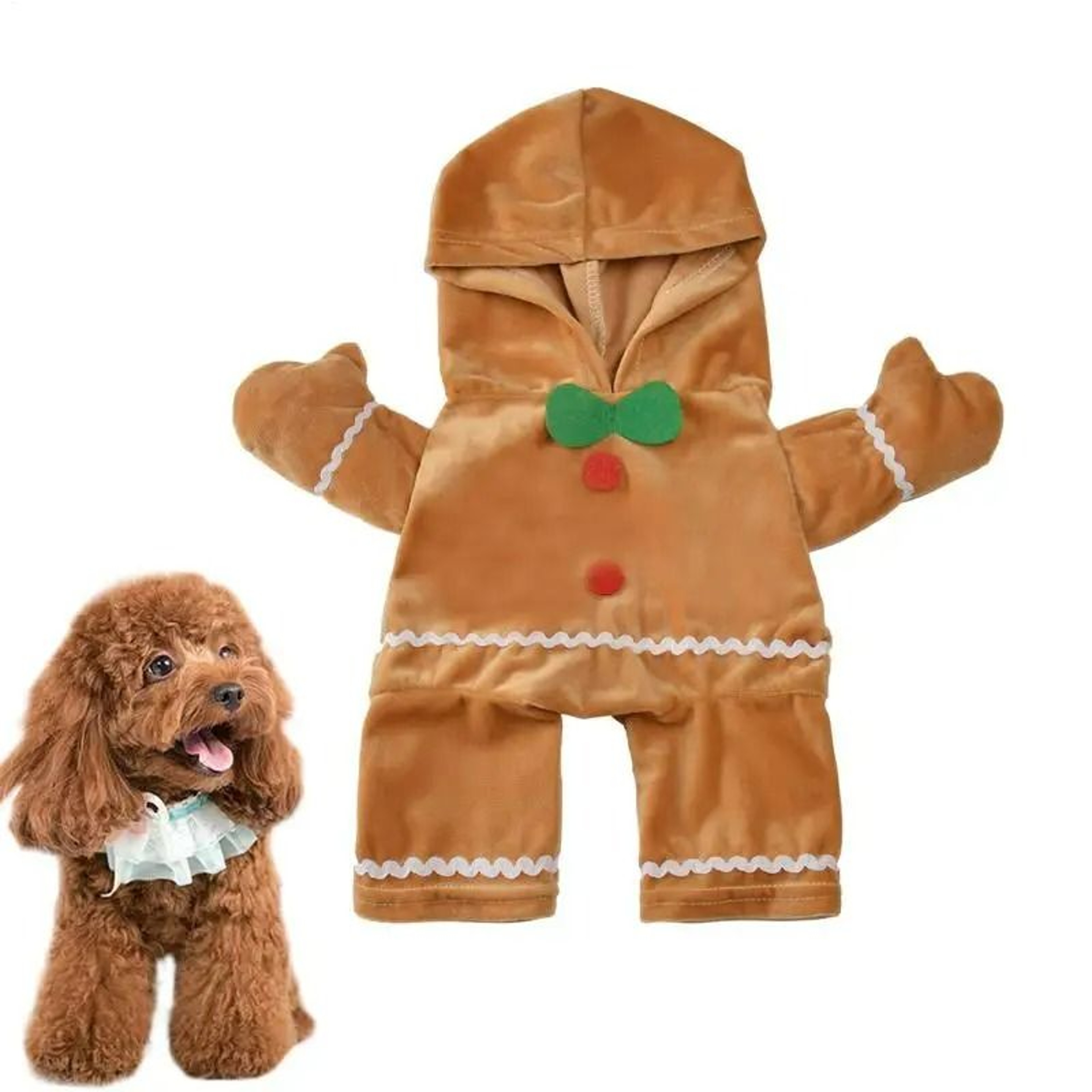 Walking Gingerbread Man Pet Christmas Costume Hoodie 1