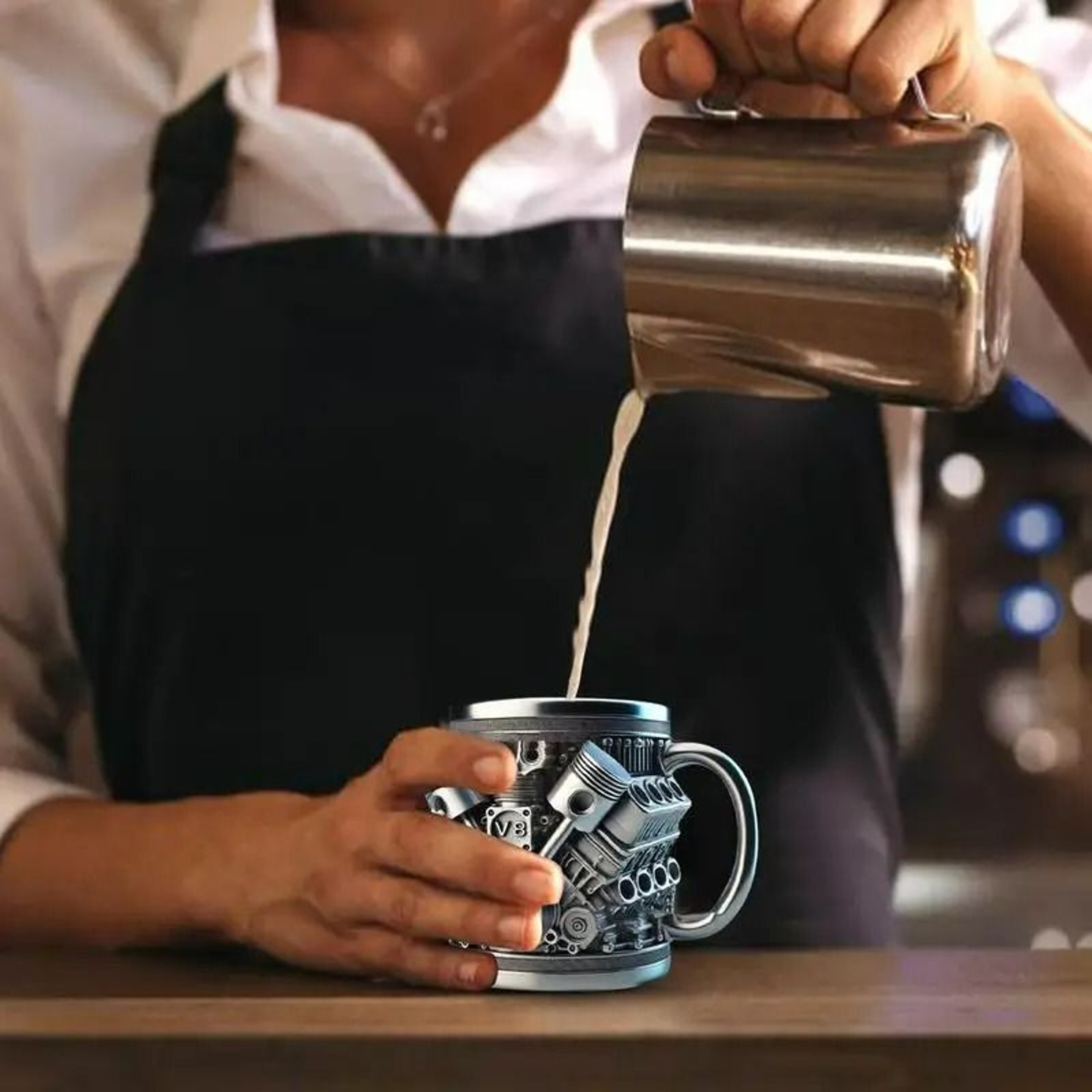 Stainless Steel V6V8 Engine Block Coffee Mug 2