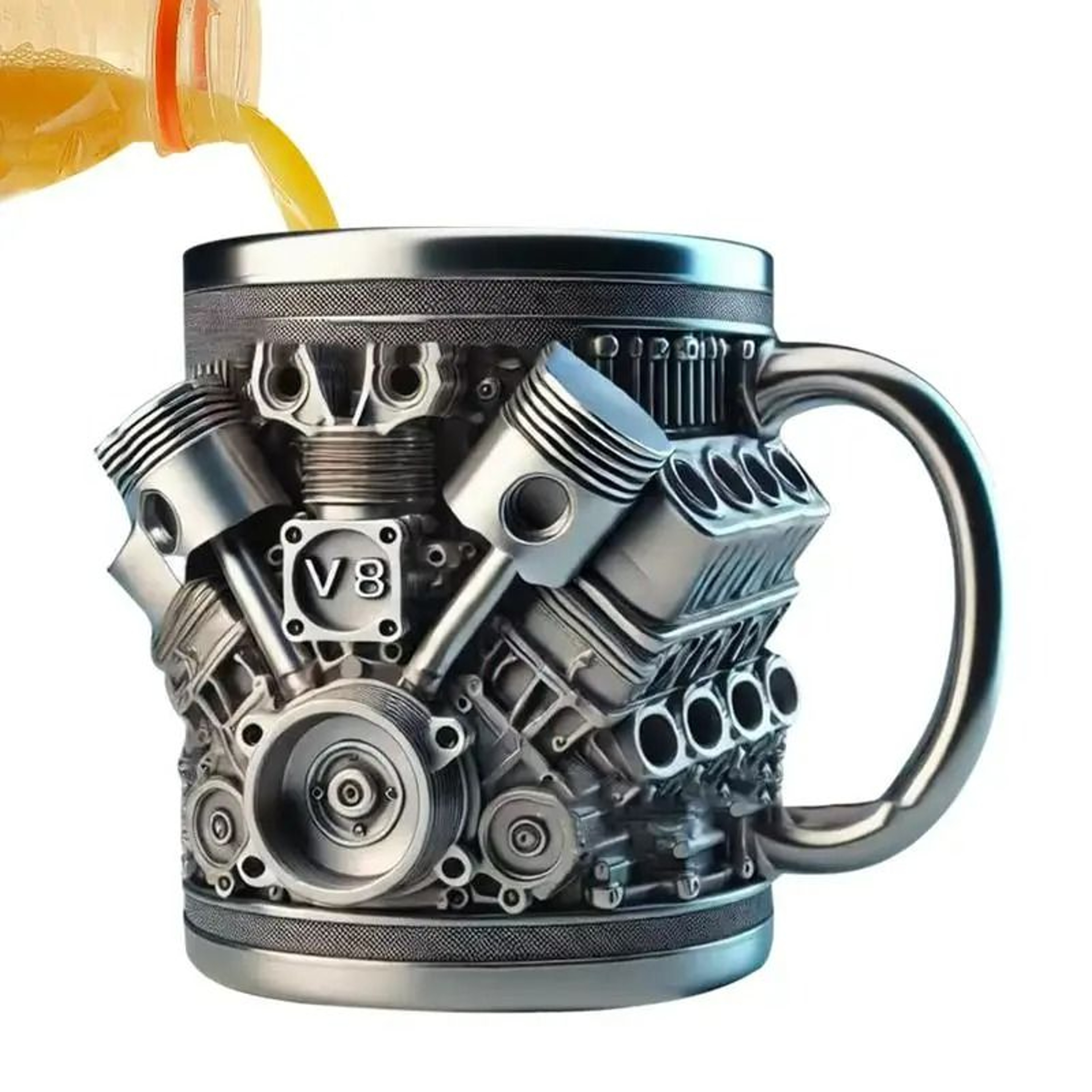 Stainless Steel V6V8 Engine Block Coffee Mug 0