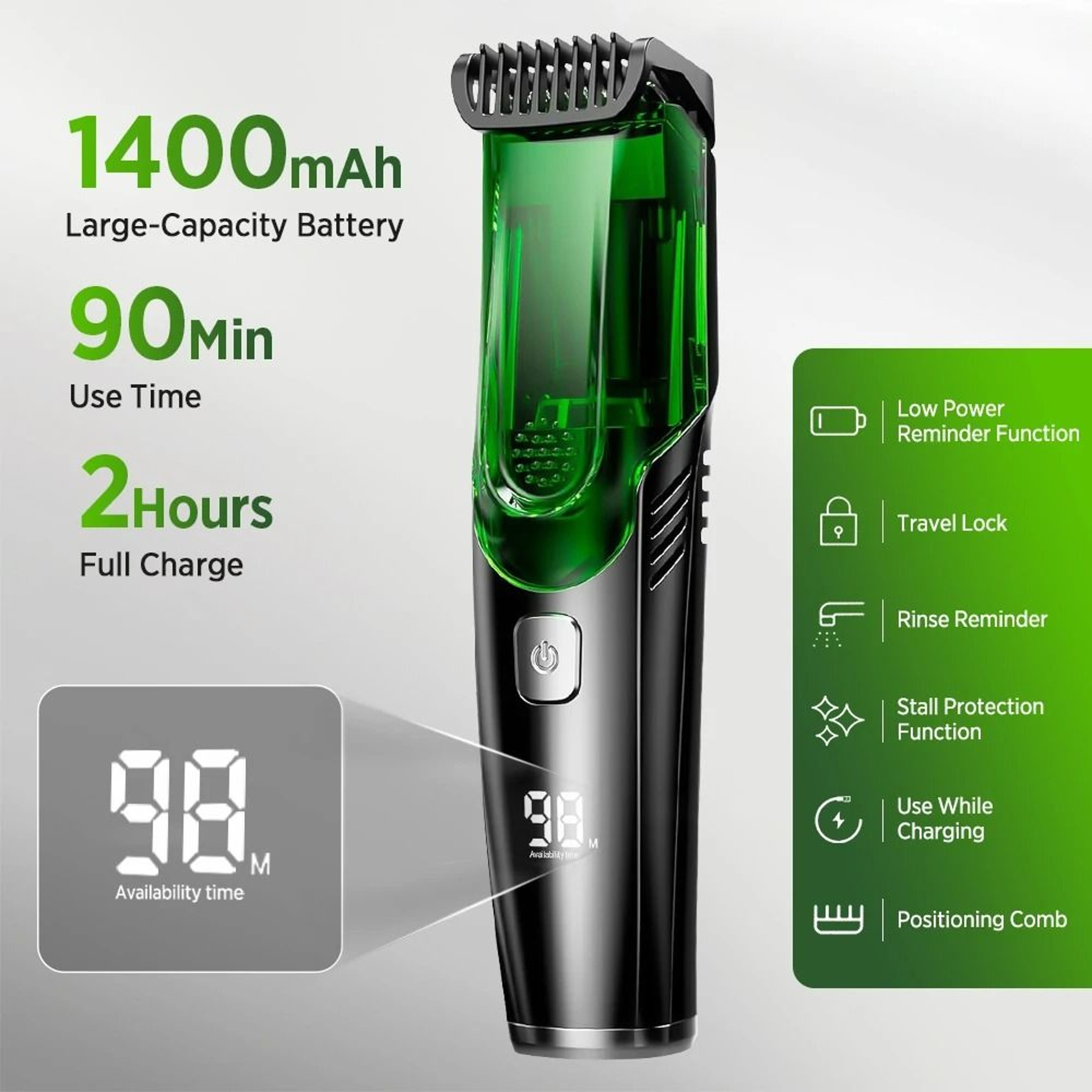 Vacuum Cordless Mens Beard  Stubble Trimmer 4