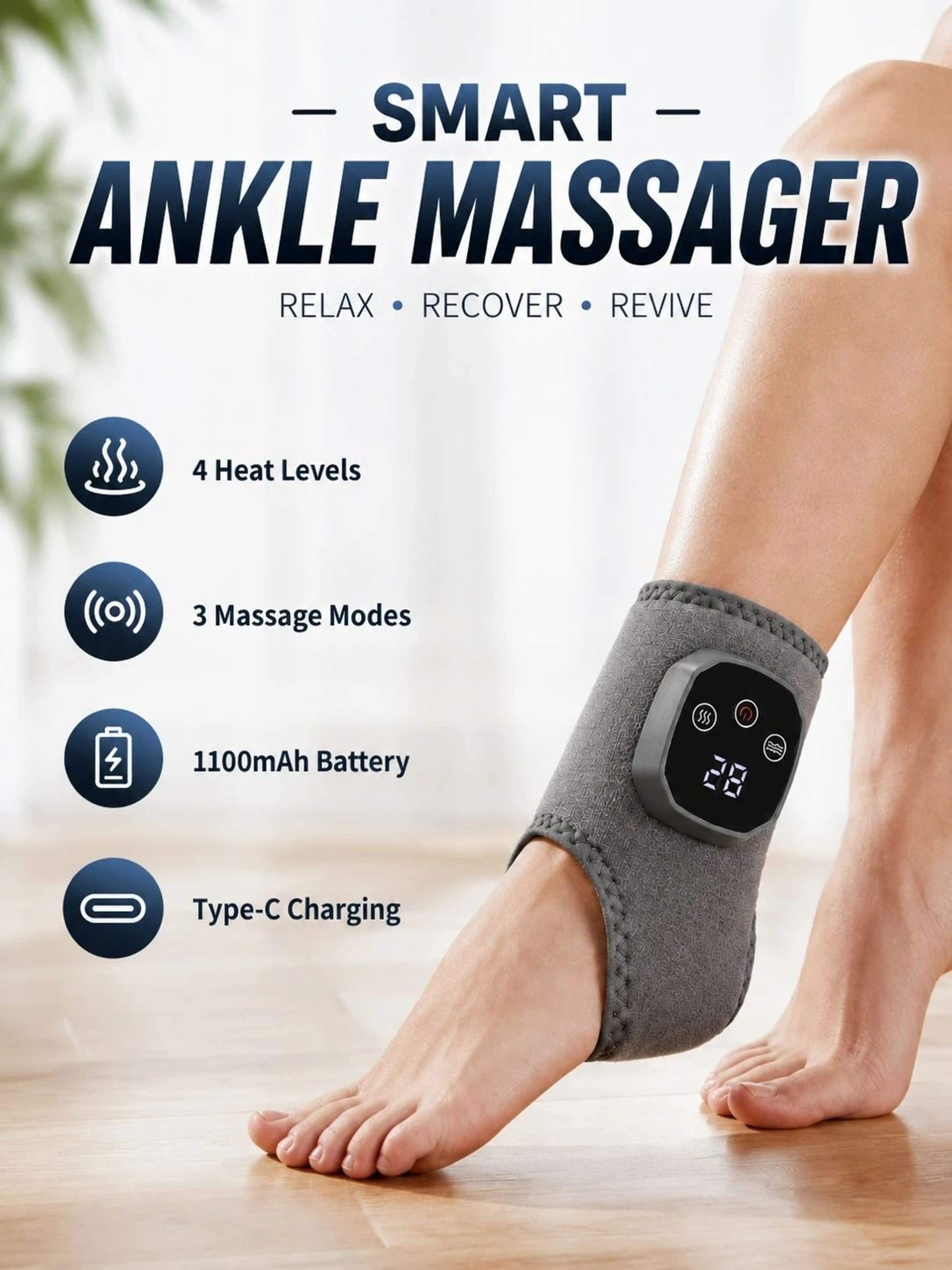 Heated Ankle Massager  Vibration Support Brace 0