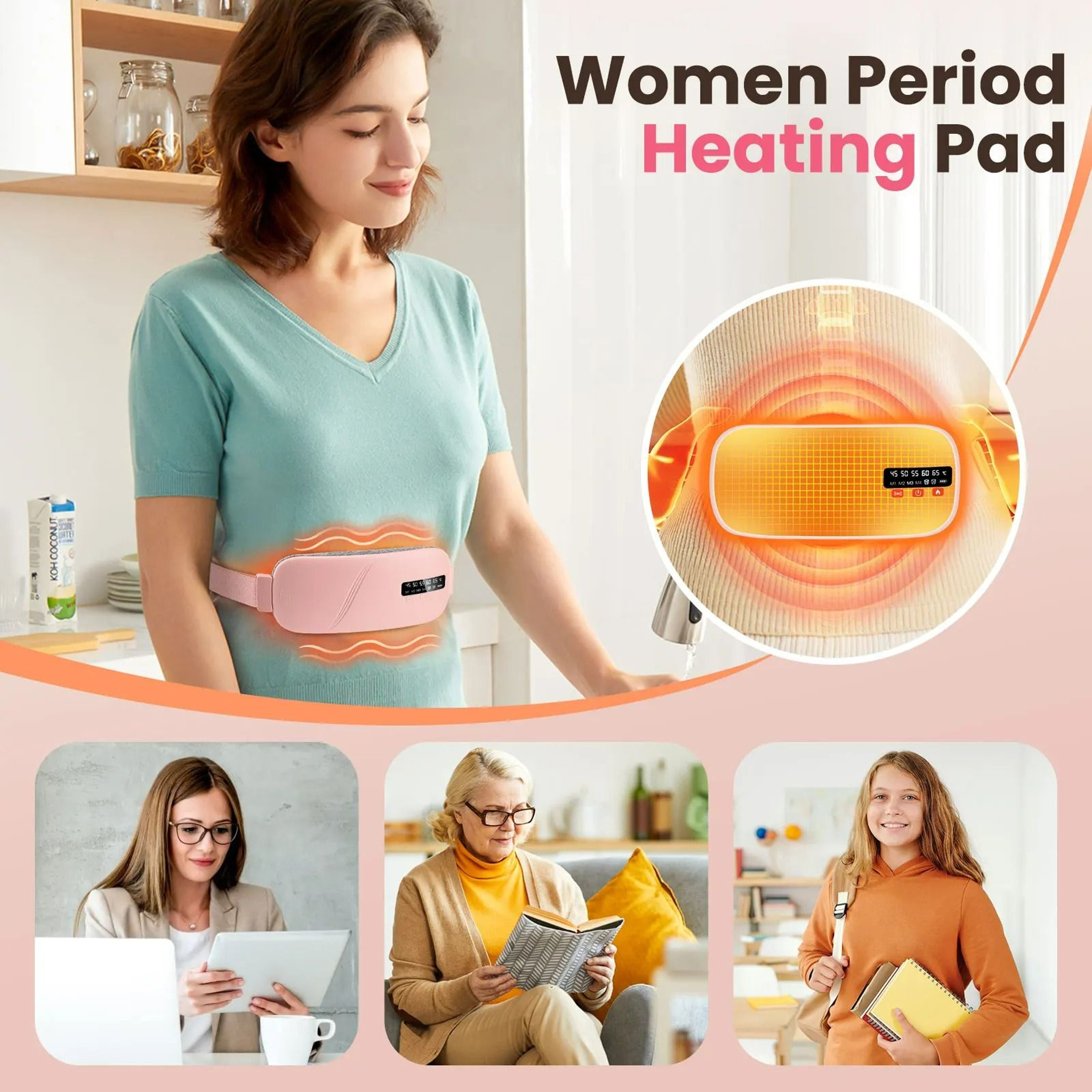Smart Electric Heating  Vibration Period Cramp Relief Belt 3