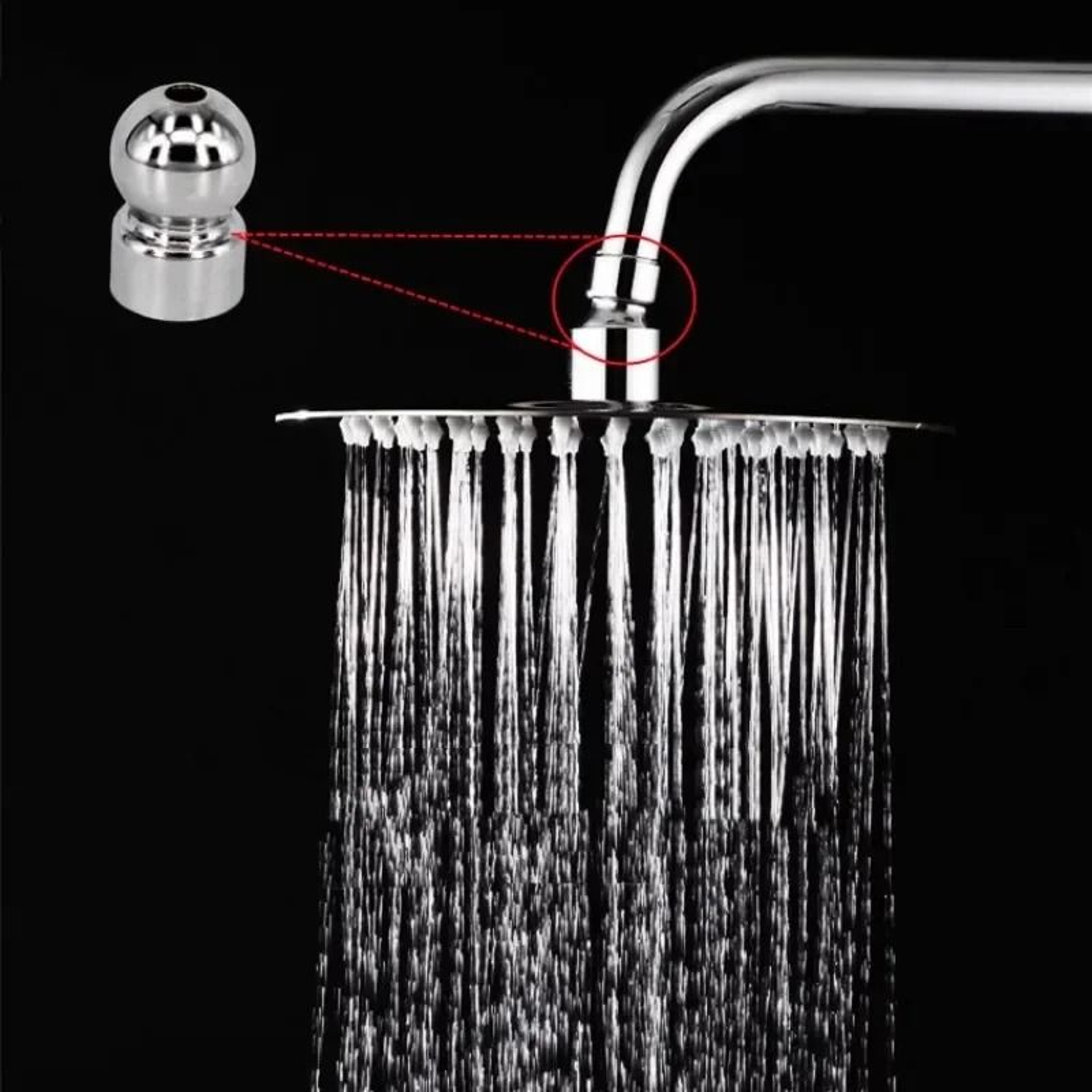 Solid Copper Universal Rotating Swivel Ball Joint For Overhead Shower Heads 4