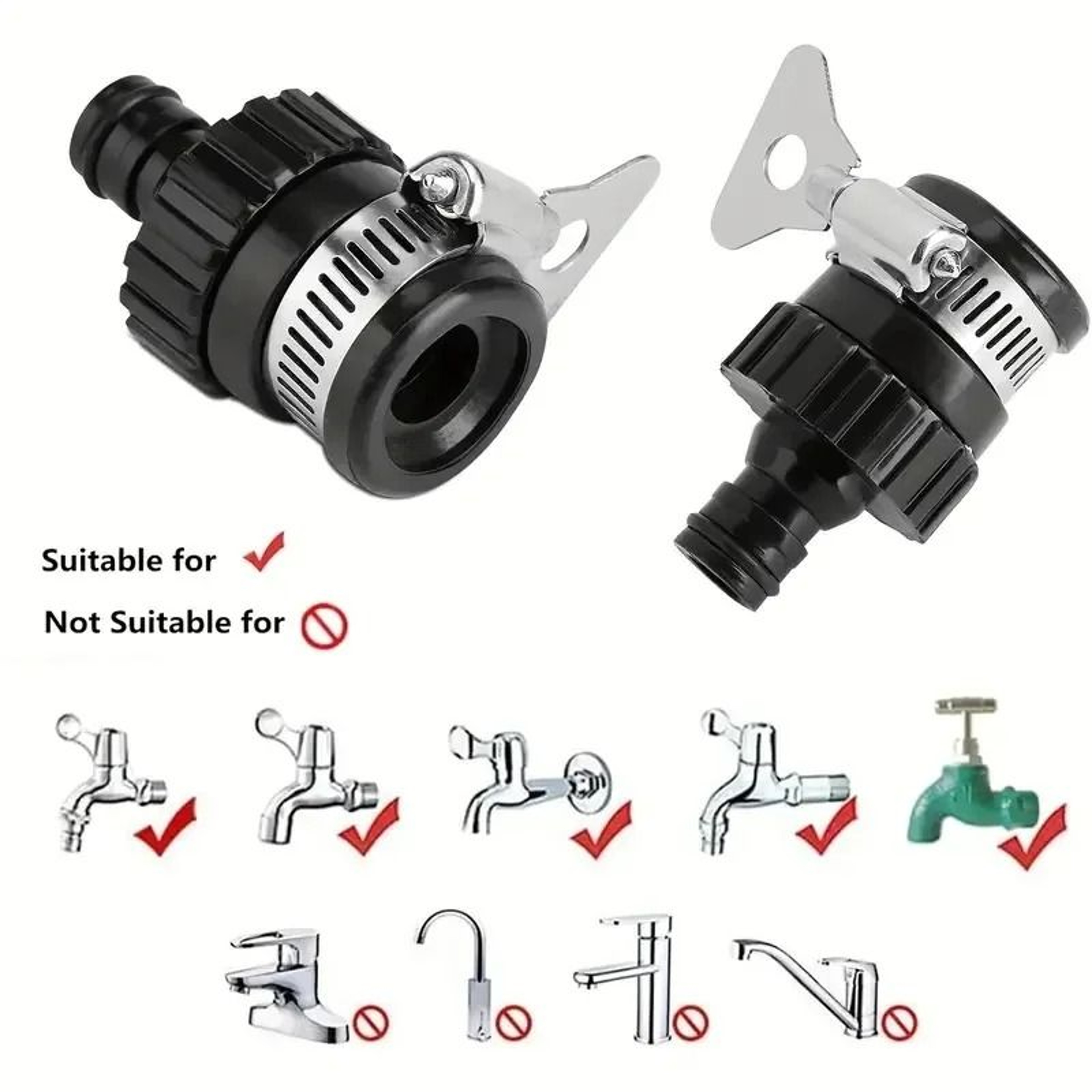 2Pack Universal Water Faucet Adapter  Garden Hose Quick Connect Fittings 3