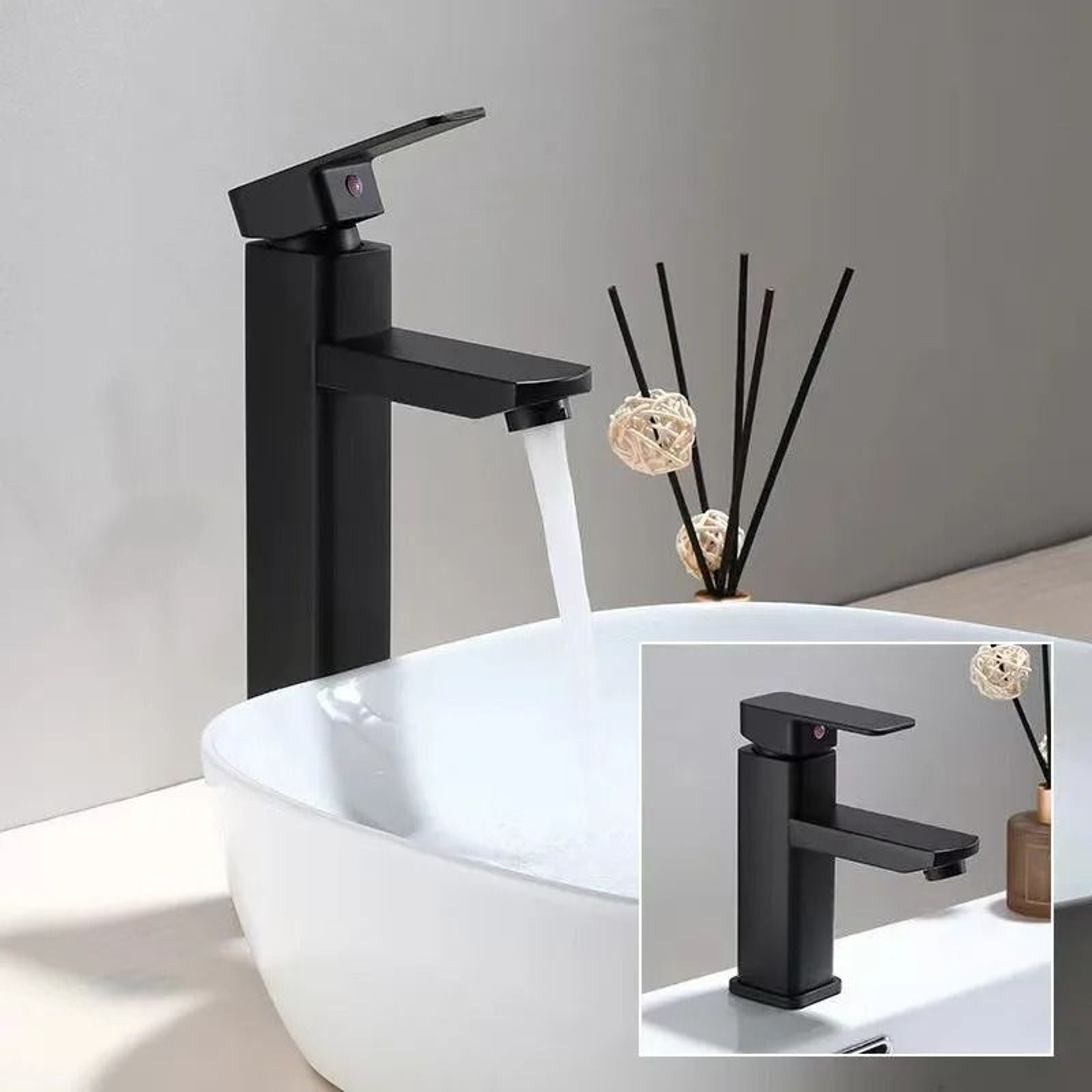 Modern Black Square ABS Hot  Cold DeckMounted Basin Faucet 0